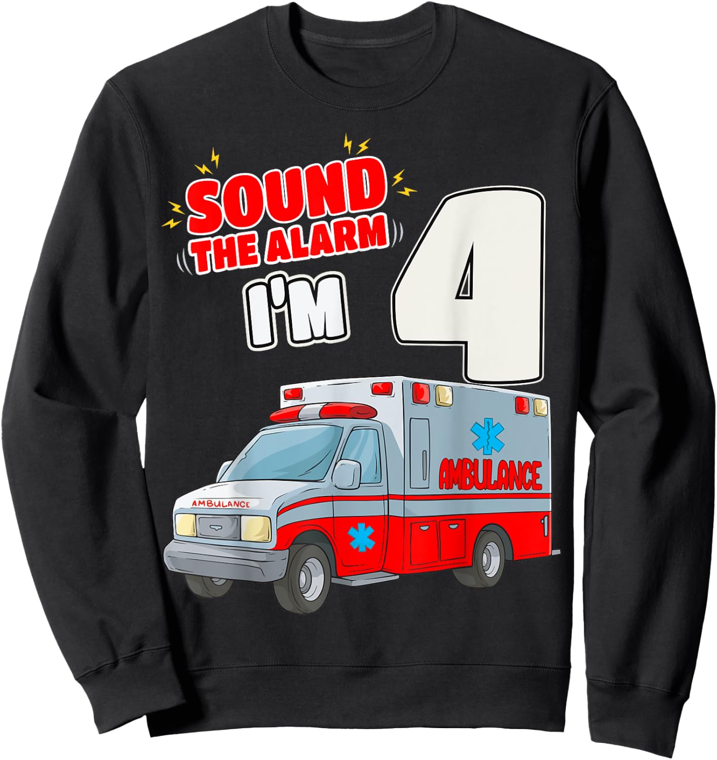 4th Birthday Medical Ambulance EMT 4 Years Old EMS Paramedic Sweatshirt - Sweatshirt | Black