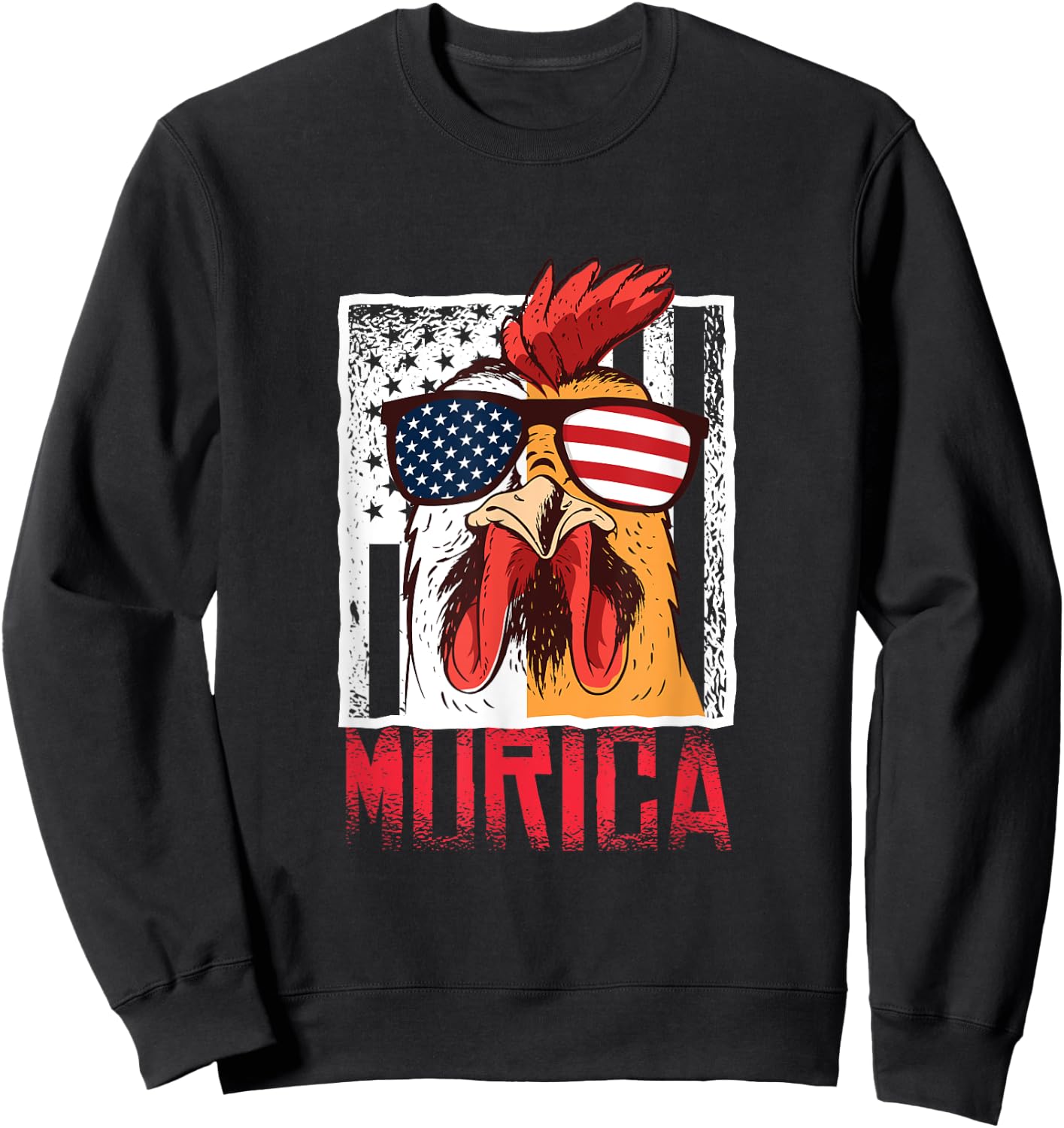 Merica Sunglasses Cock Funny Rooster Murica Sweatshirt - Sweatshirt | Black