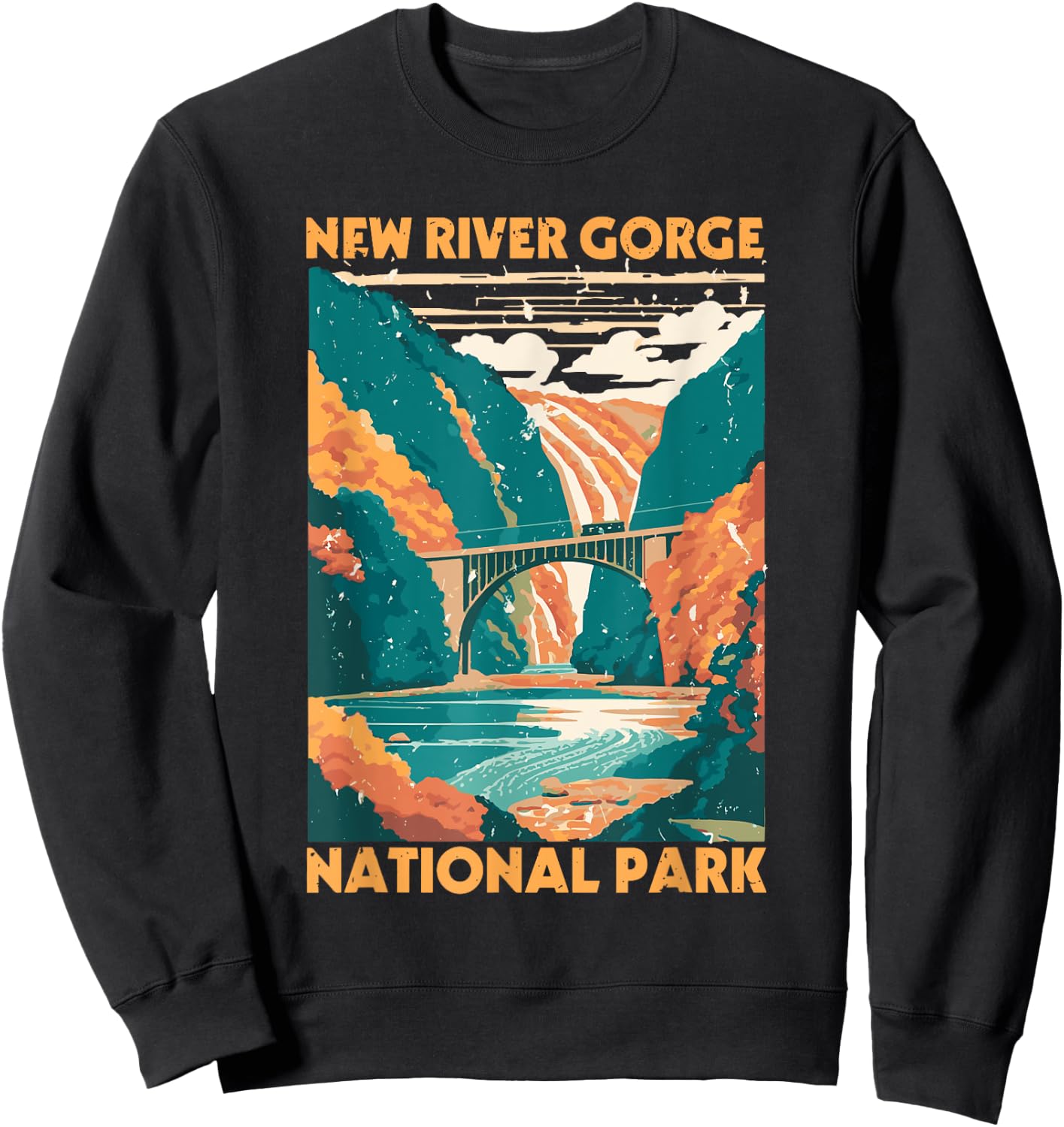 Vintage New River Gorge National Park West Virginia Travel Sweatshirt - Sweatshirt | Black