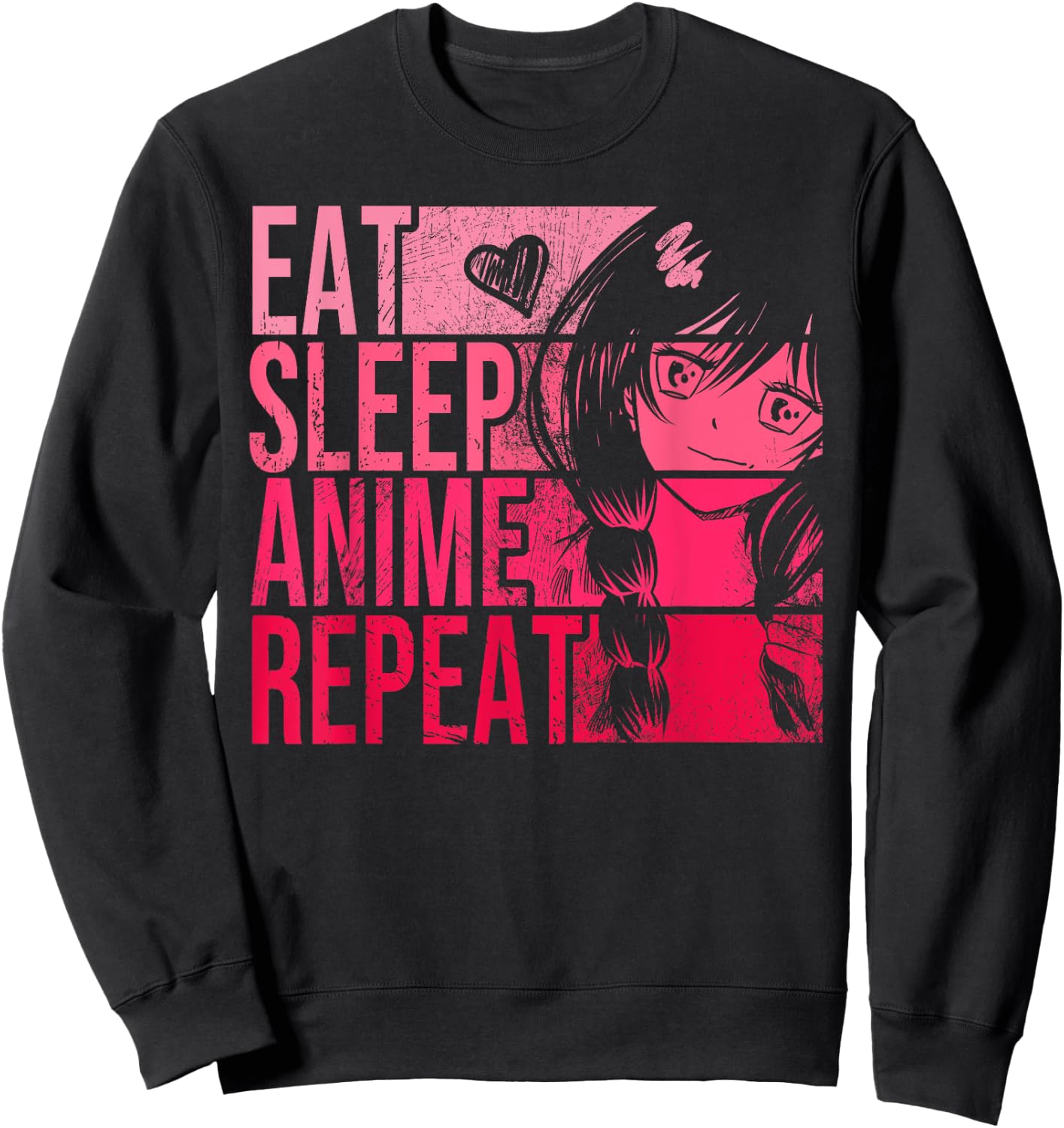 Eat Sleep Anime Repeat Shirt - Anime Lovers Gifts Idea Girls Sweatshirt - Sweatshirt | Black