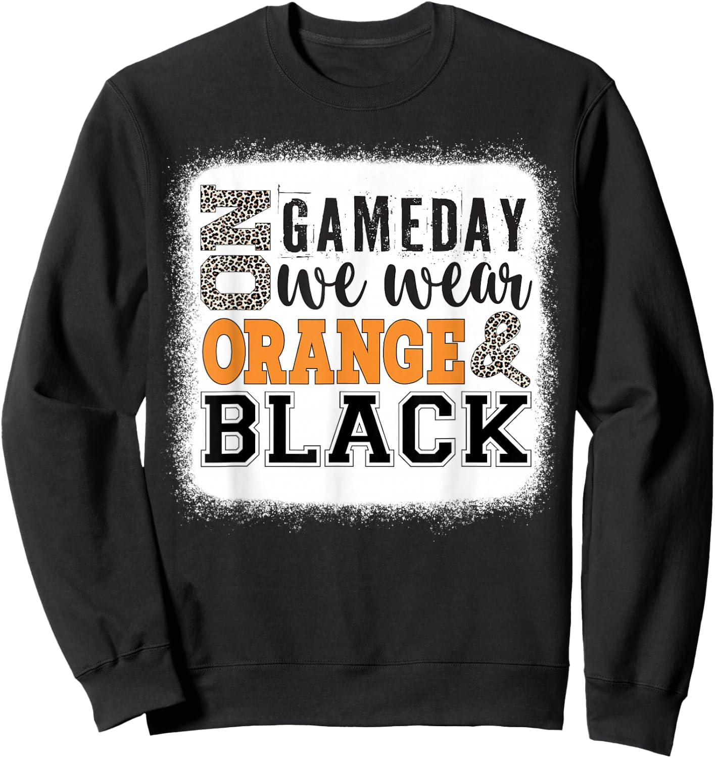 On Gameday Football We Wear Orange and Black Leopard Print Sweatshirt - Sweatshirt | Black