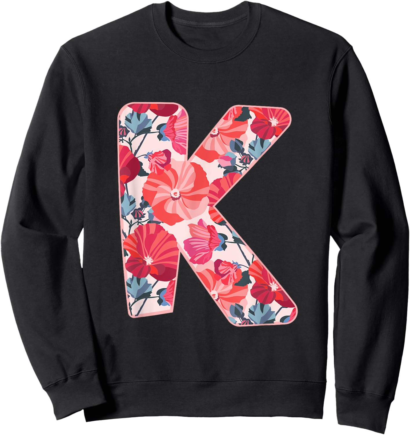 Letter K Sign Alphabet Last Name Consonants Flower Gift Sweatshirt - Sweatshirt | Black