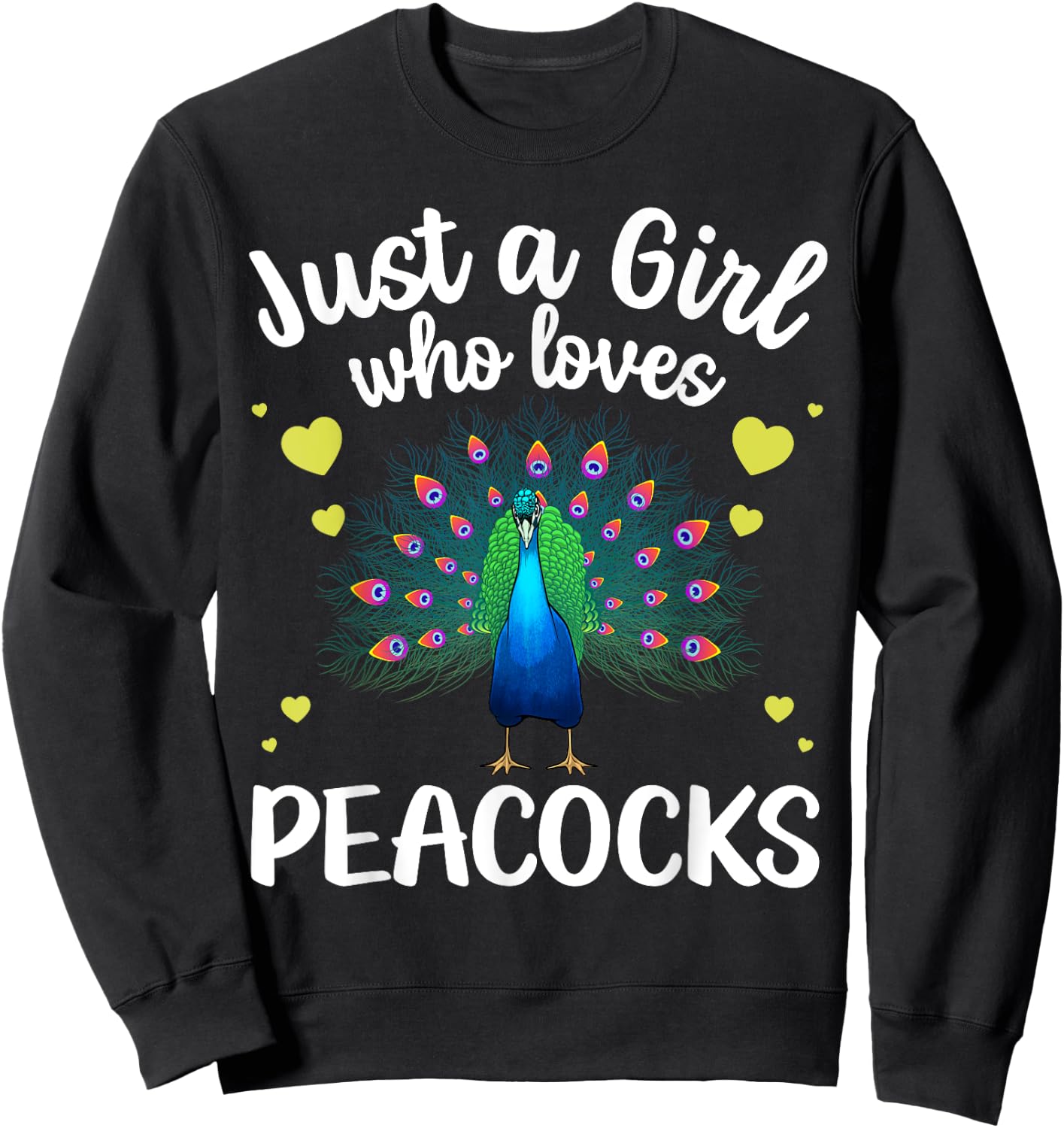 Funny Peacock Design For Girls Kids Youth Peacock Bird Lover Sweatshirt - Sweatshirt | Black