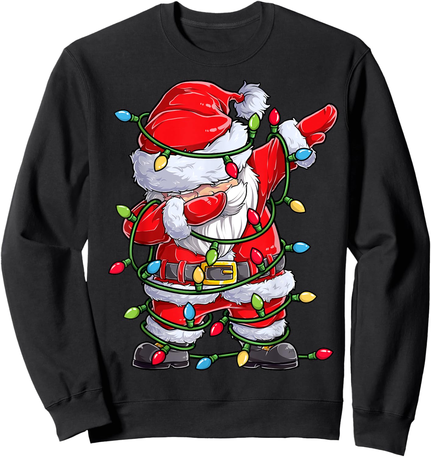 Dabbing Santa Christmas Tree Lights Xmas Gifts Boys Kids Dab Sweatshirt - Sweatshirt | Black