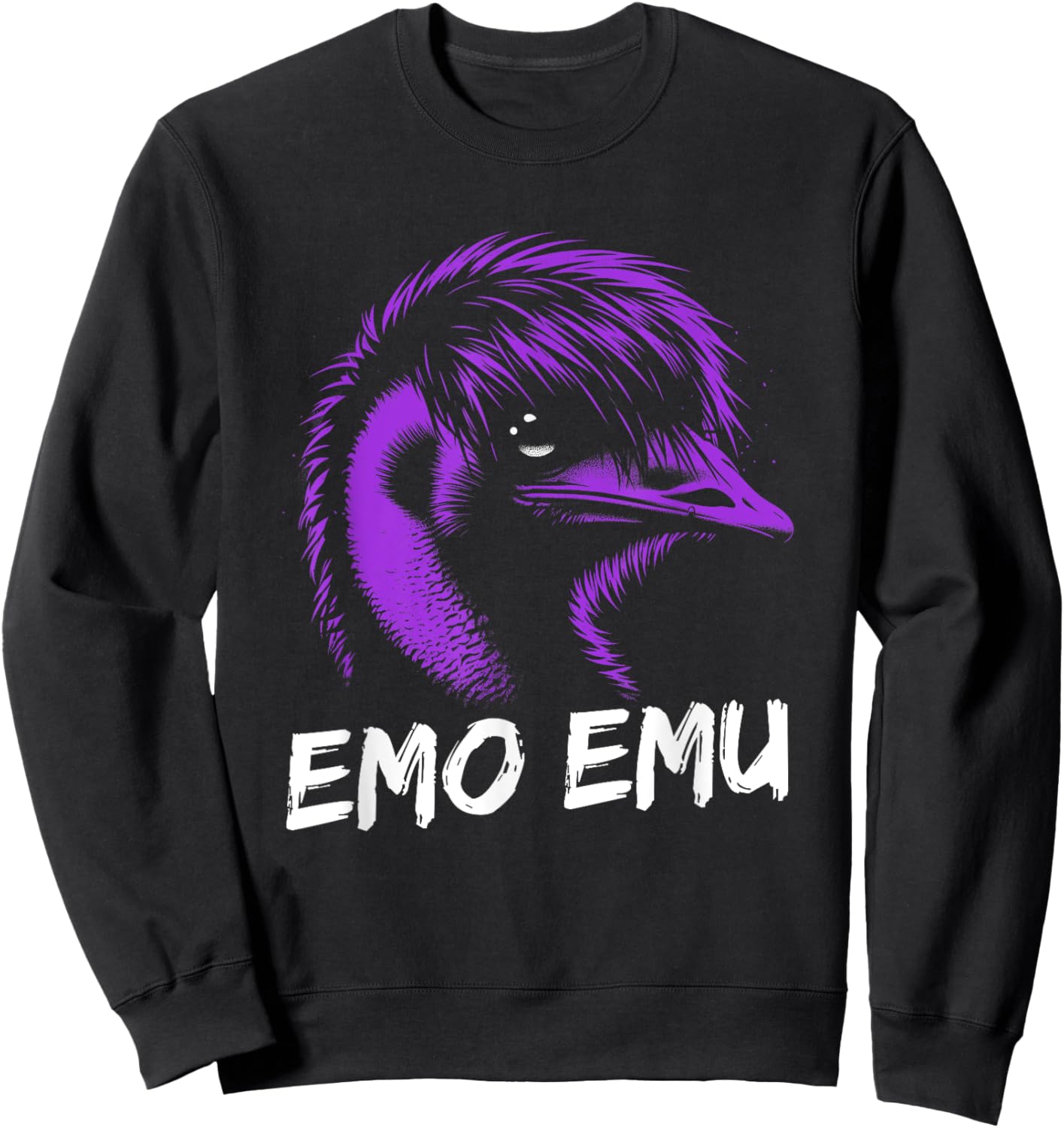 Funny Emo Emu - Vintage Emu Running Bird - -Adults/Kids - Black - Small - Short Sleeve - Cotton Blend - - Retro - Bird-Print Sweatshirt - Sweatshirt | Black