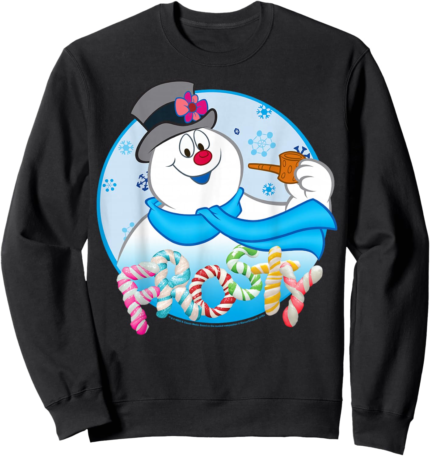 Frosty The Snowman Candy Letters Portrait Sweatshirt - Sweatshirt | Black