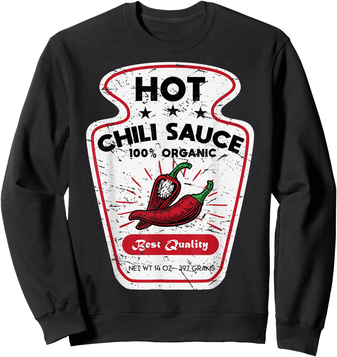 Vintage Spicy Chili Hot Sauce Costume Funny Halloween Gifts Sweatshirt - Sweatshirt | Black