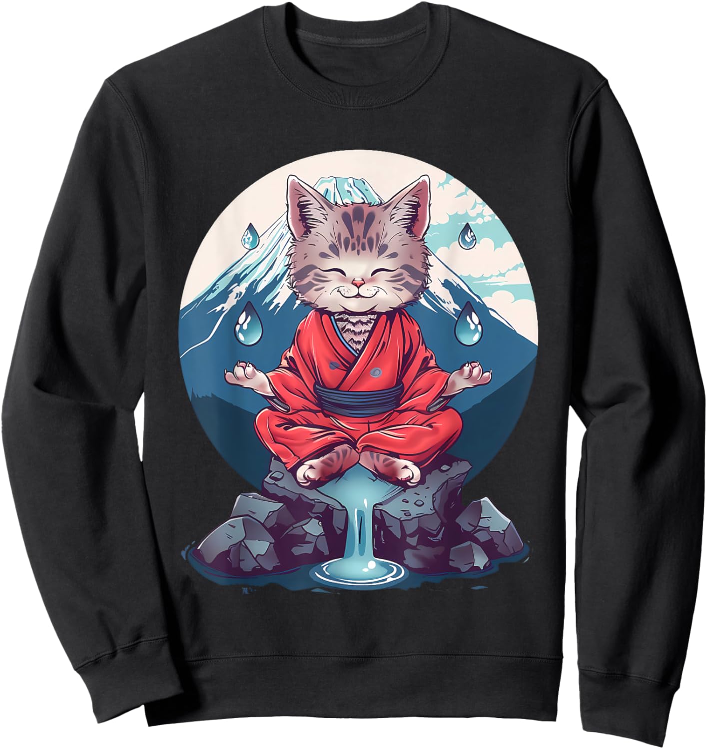 Meditation Cat Yoga Mountain Hindu Buddhist Zen Buddha Men Women Kids Sweatshirt - Sweatshirt | Black
