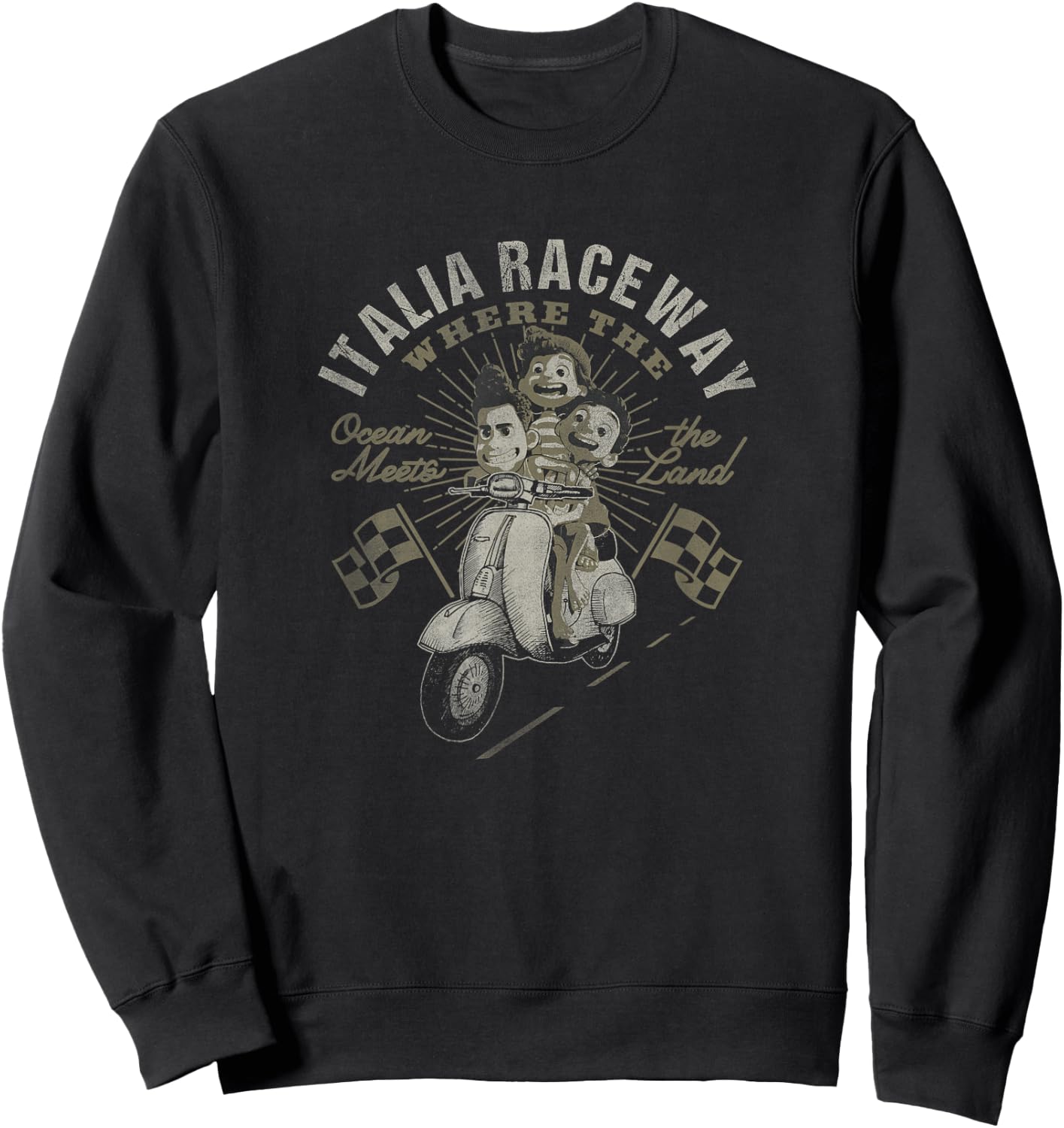Disney Pixar Luca Italia Raceway Where Ocean Meets Land Small Sweatshirt - Sweatshirt | Black