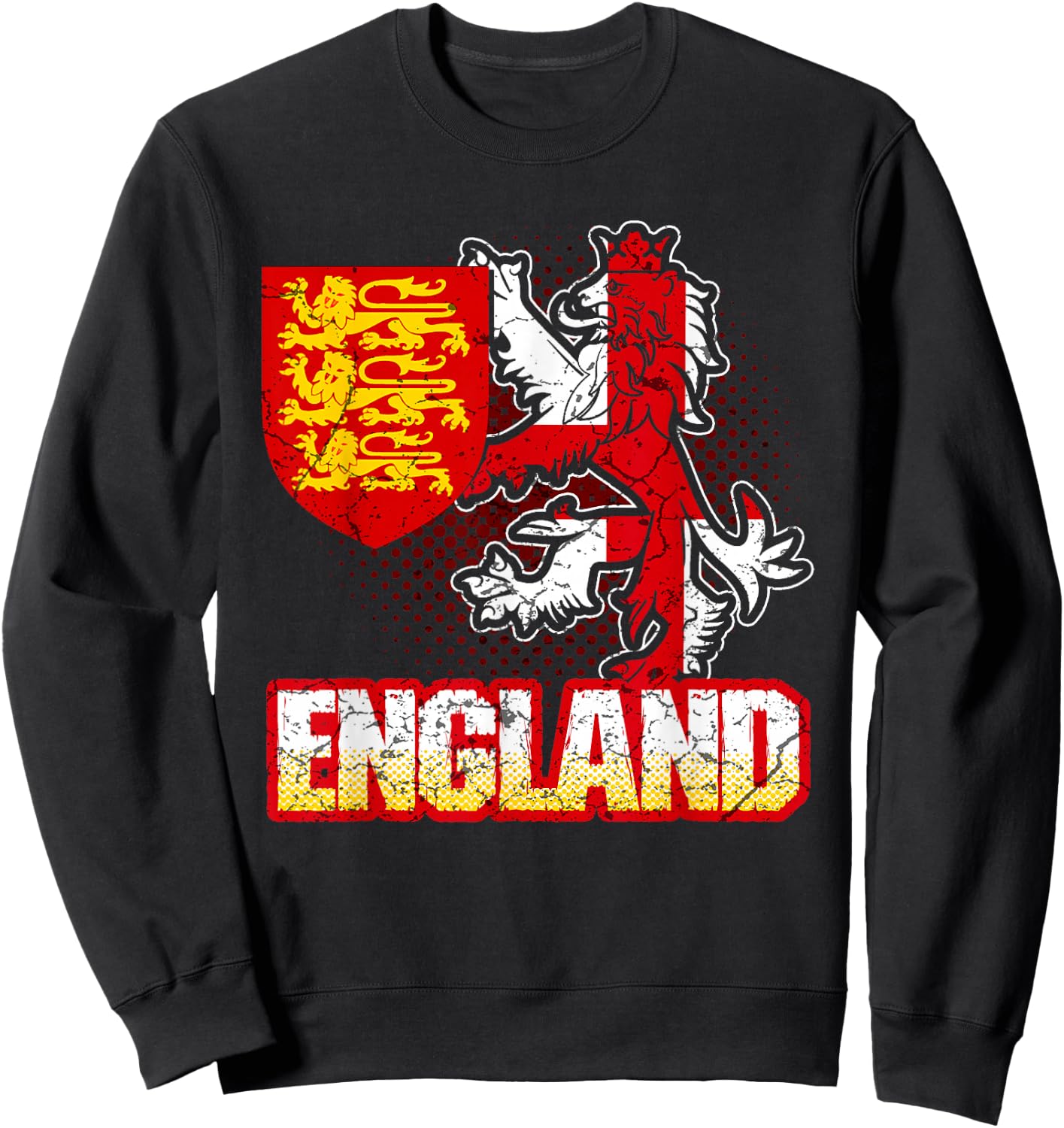 England English Flag Coat Of Arms Football Lion British Sweatshirt - Sweatshirt | Black