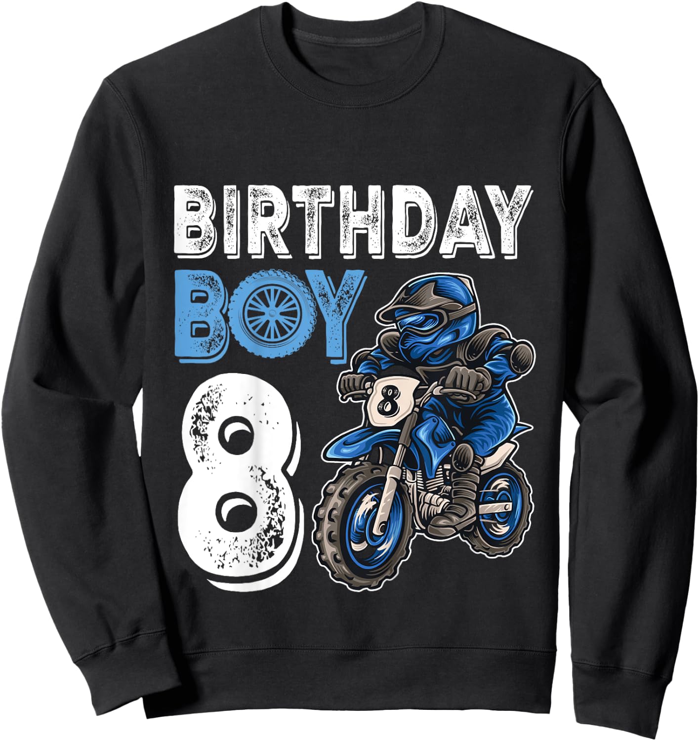 Motocross MX 8th Gift 8 Year Old Dirt Bike Birthday Party Sweatshirt - Sweatshirt | Black