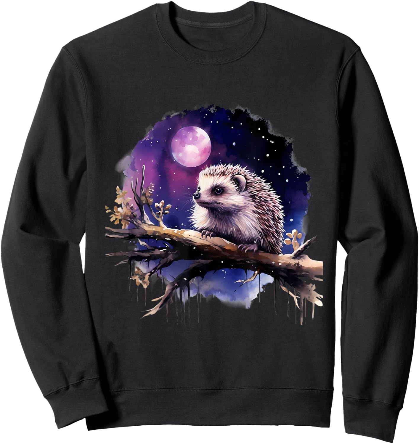 Hedgehog Nature Artwork Wildlife Forest Motif Animal Lovers Sweatshirt - Sweatshirt | Black