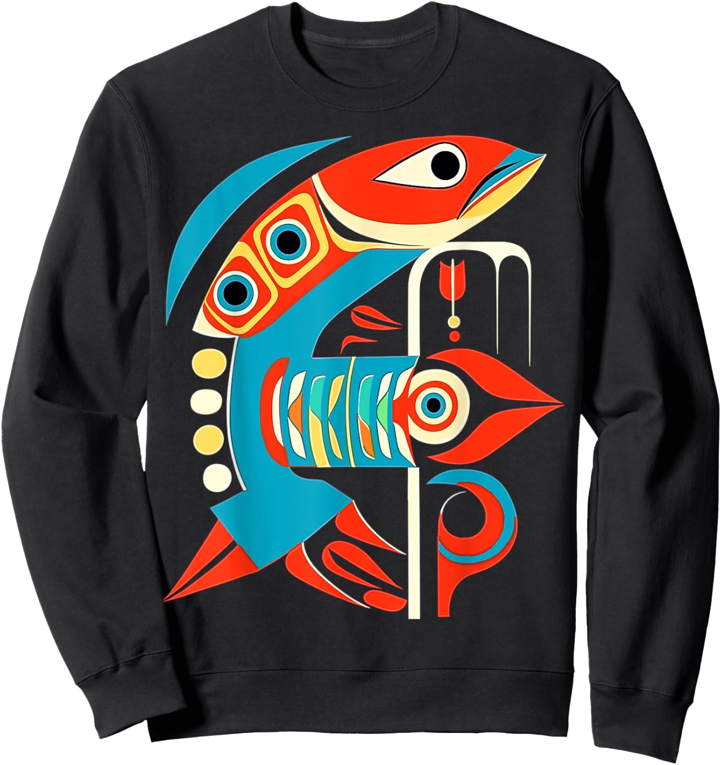 Salmon Salish Coastal Art Native American Sweatshirt - Sweatshirt | Black
