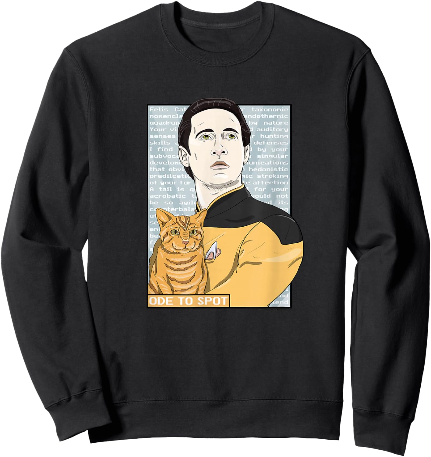 Star Trek: The Next Generation Data Ode to Spot Portrait Sweatshirt - Sweatshirt | Black