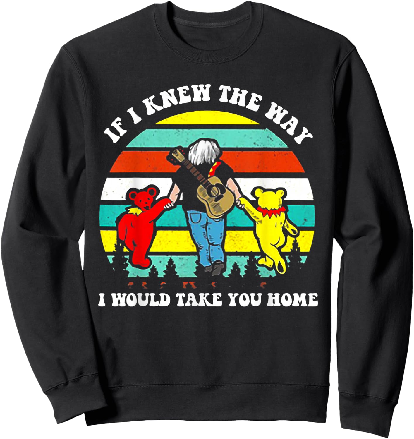 If I Knew The Way I Would Take You Home Retro Vintage Sunset Sweatshirt - Sweatshirt | Black