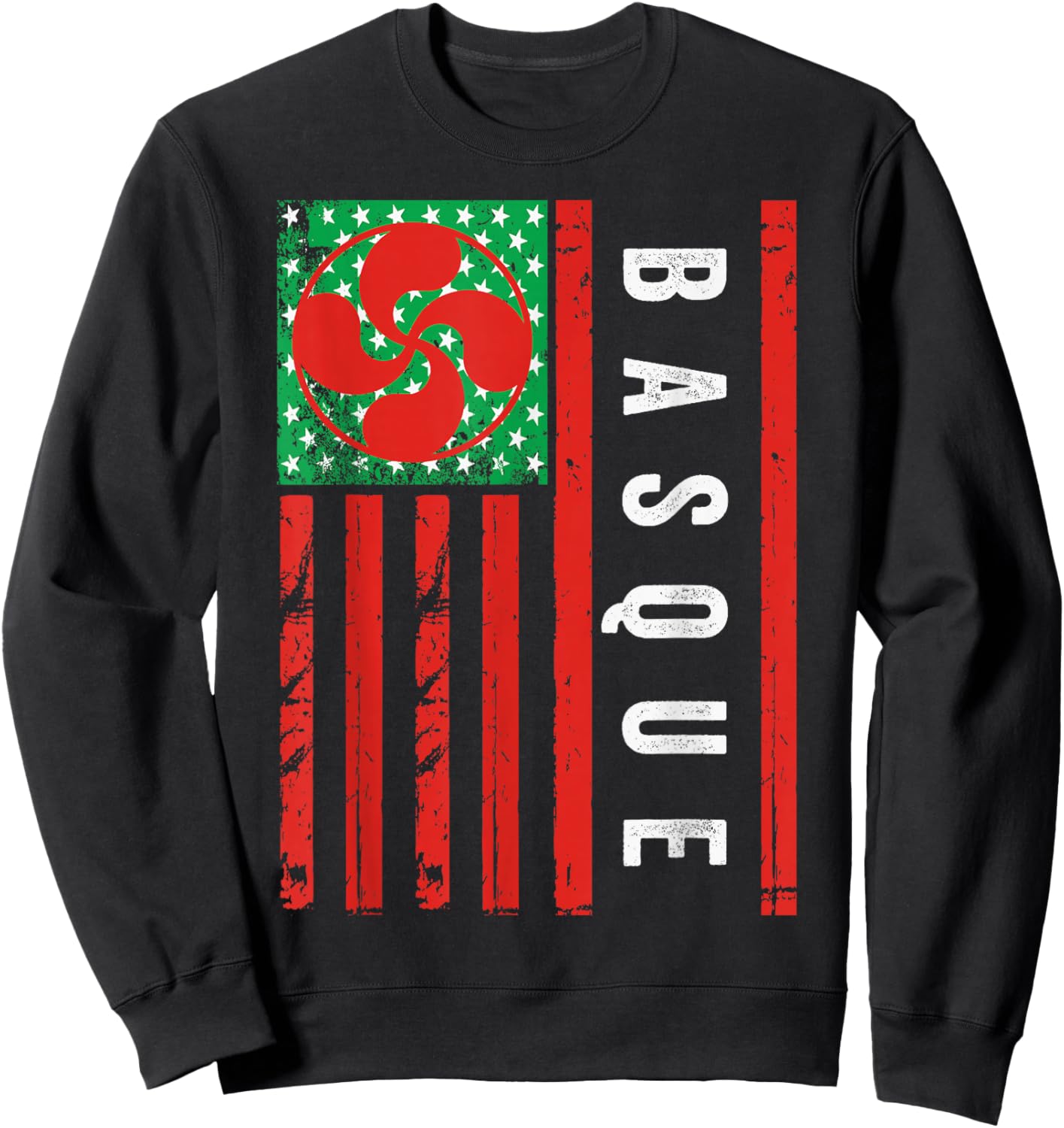 Basque American Flag, Basque Country, Basque Lauburu, Basque Sweatshirt - Sweatshirt | Black