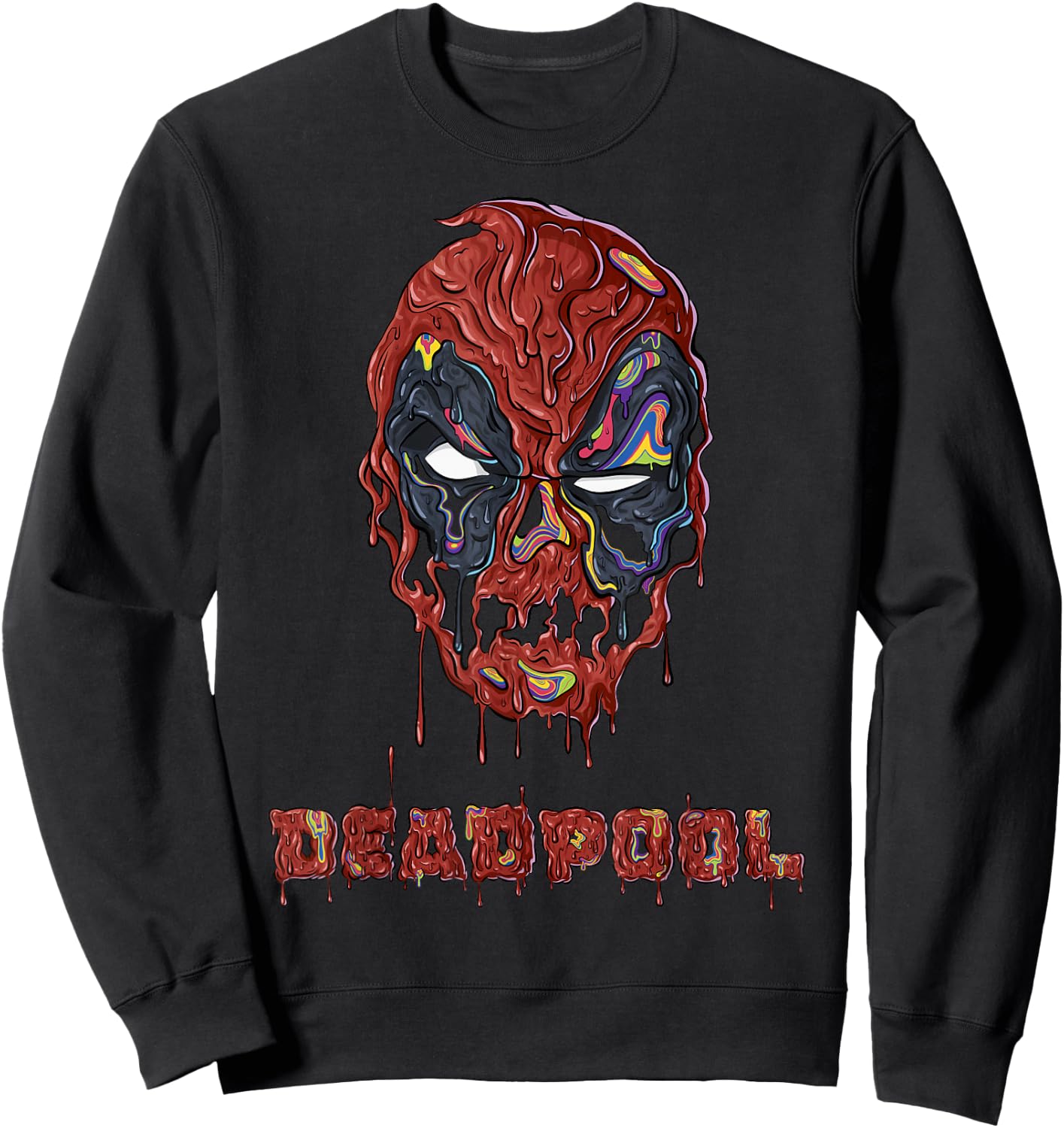Marvel Deadpool Melting Mask Portrait Sweatshirt - Sweatshirt | Black