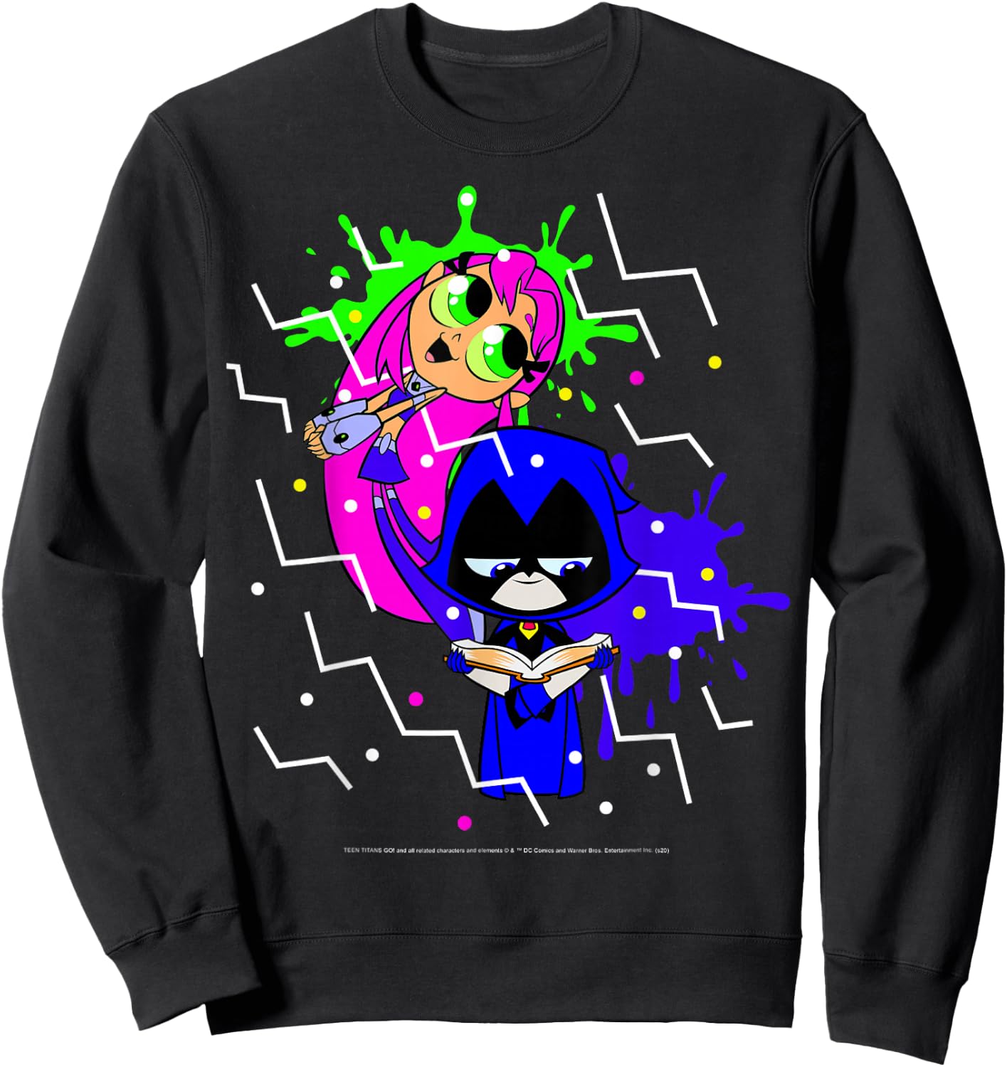DC Comics Teen Titans Go! Raven & Starfire Paint Splatter Sweatshirt - Sweatshirt | Black