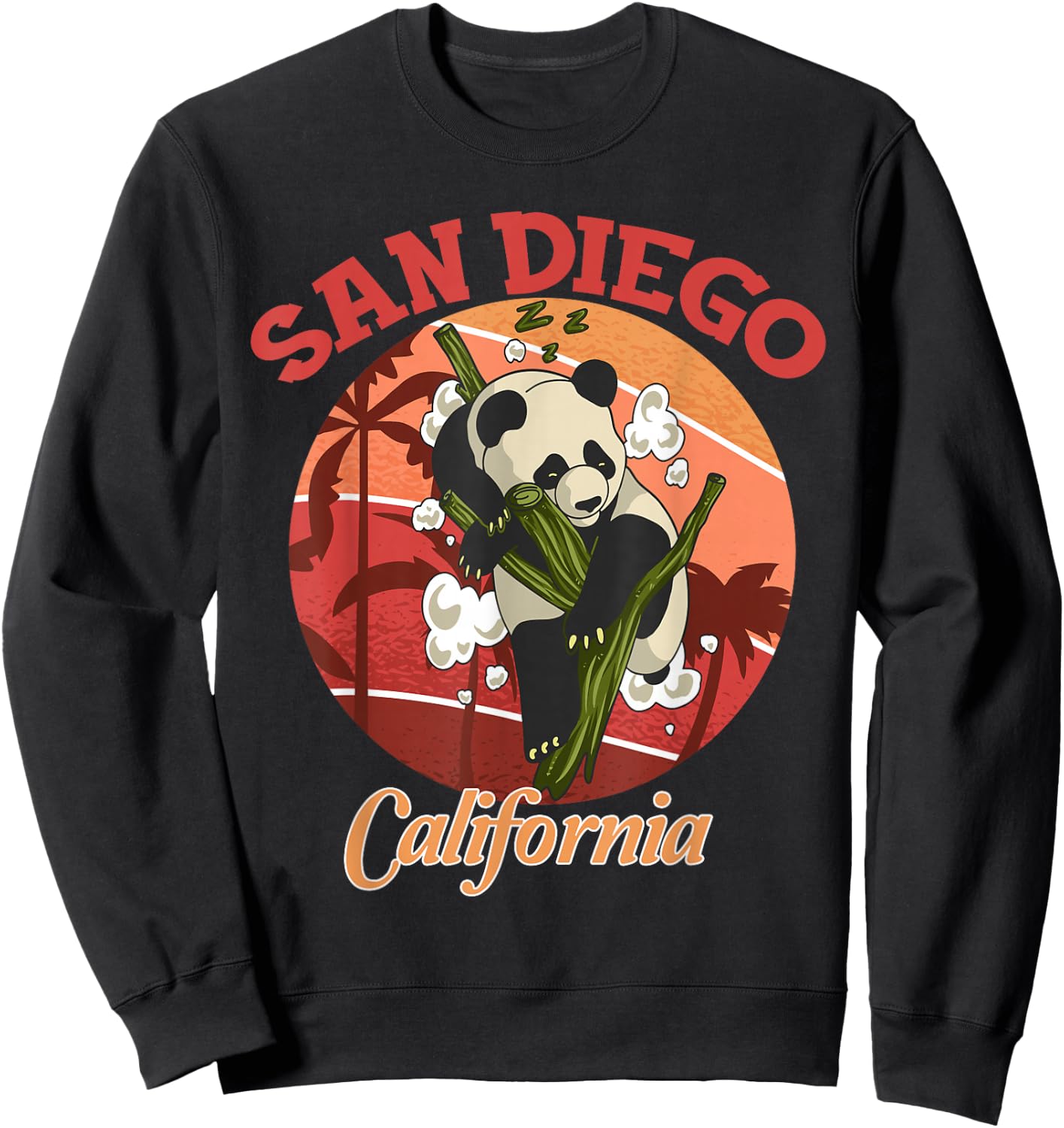 Cute California State San Diego Retro Panda Zoo Sweatshirt - Sweatshirt | Black