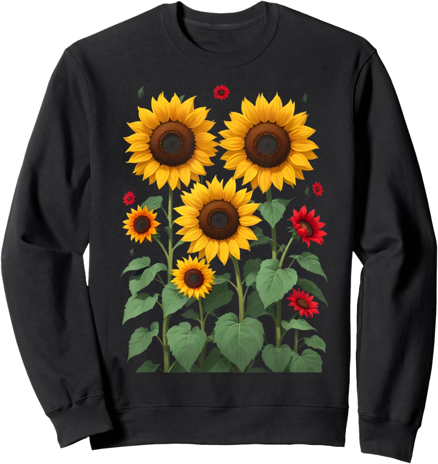 Sunflower Wildflower Vintage Botanical Plant Gardening Sweatshirt - Sweatshirt | Black