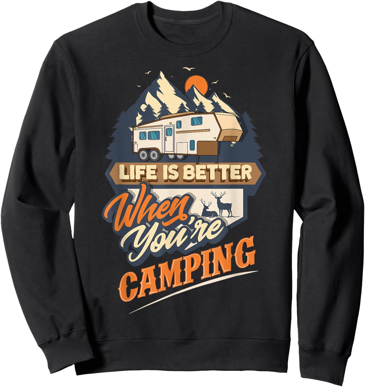 5th Wheel RV Camping Sweatshirt - Sweatshirt | Black