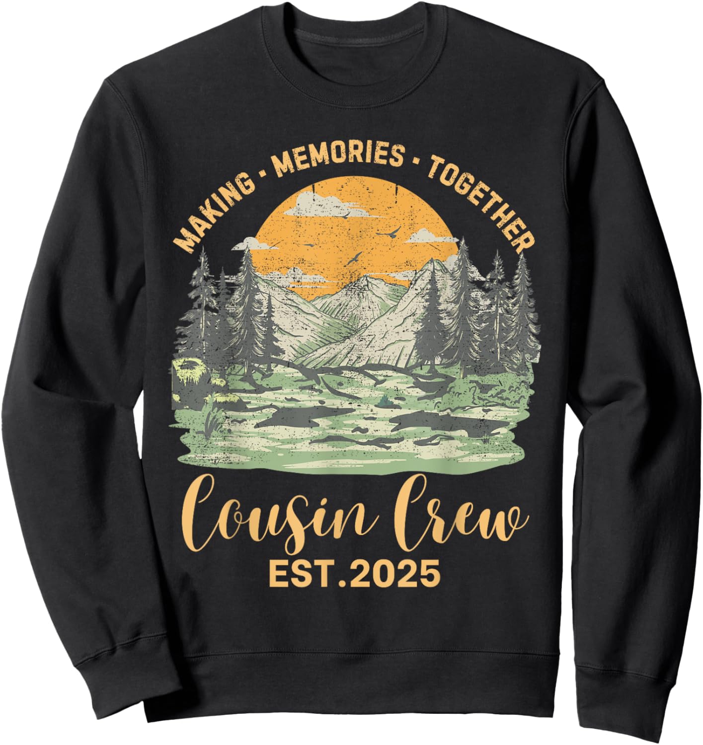 Cousin Crew Est.2025 Family Camping Trip Matching Camp Squad Sweatshirt - Sweatshirt | Black