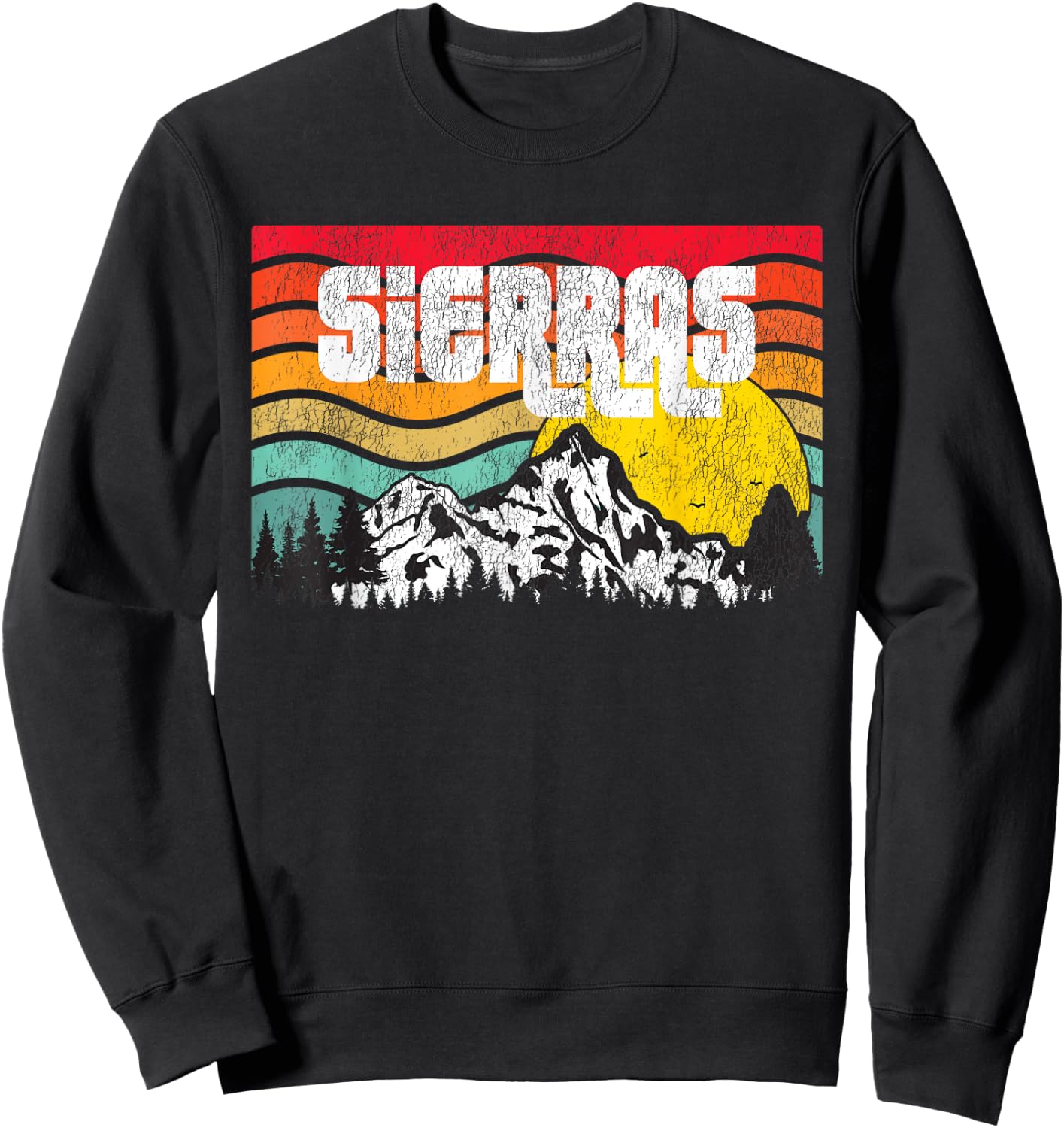 Sierra Mountains High Sierras PCT Vintage Sunset Retro Sweatshirt - Sweatshirt | Black