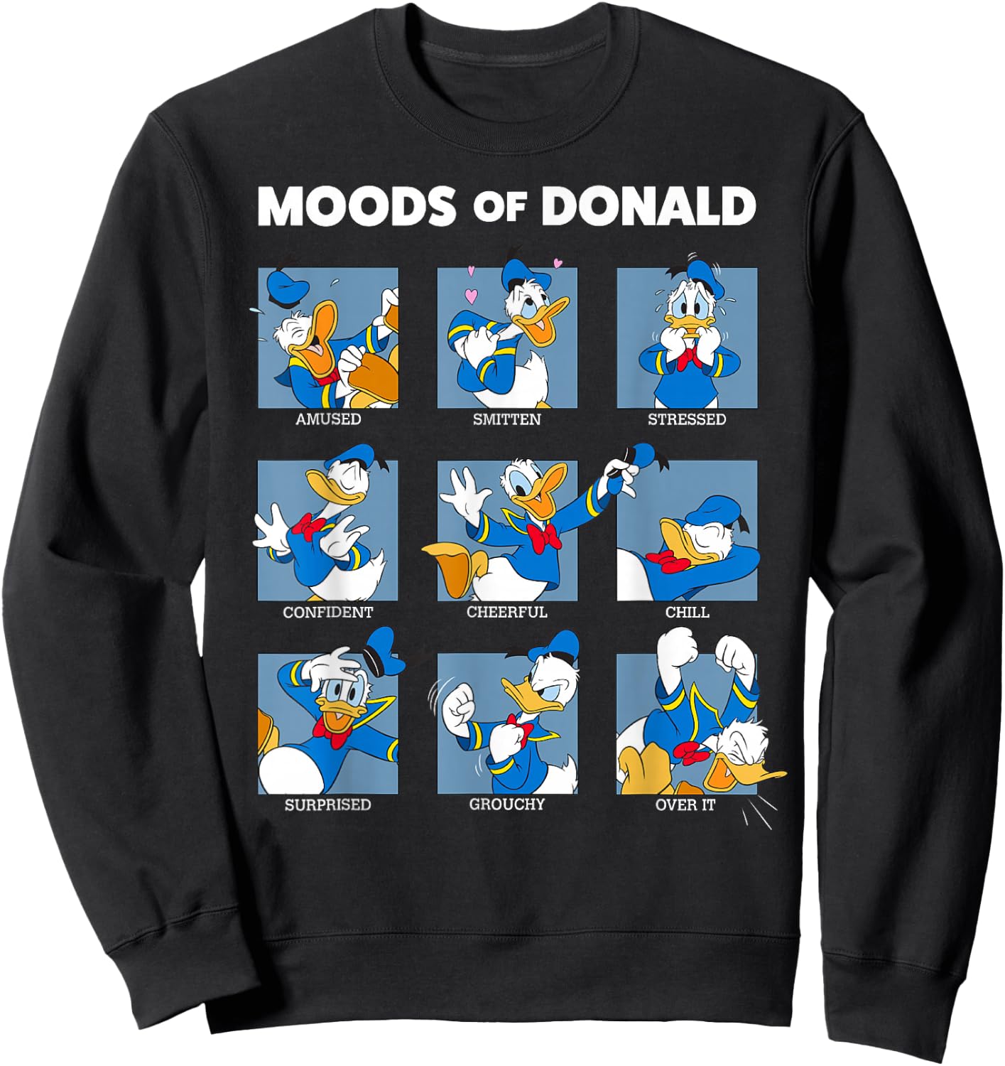 Disney Mickey And Friends Moods Of Donald Duck Short Sleeve Sweatshirt - Sweatshirt | Black