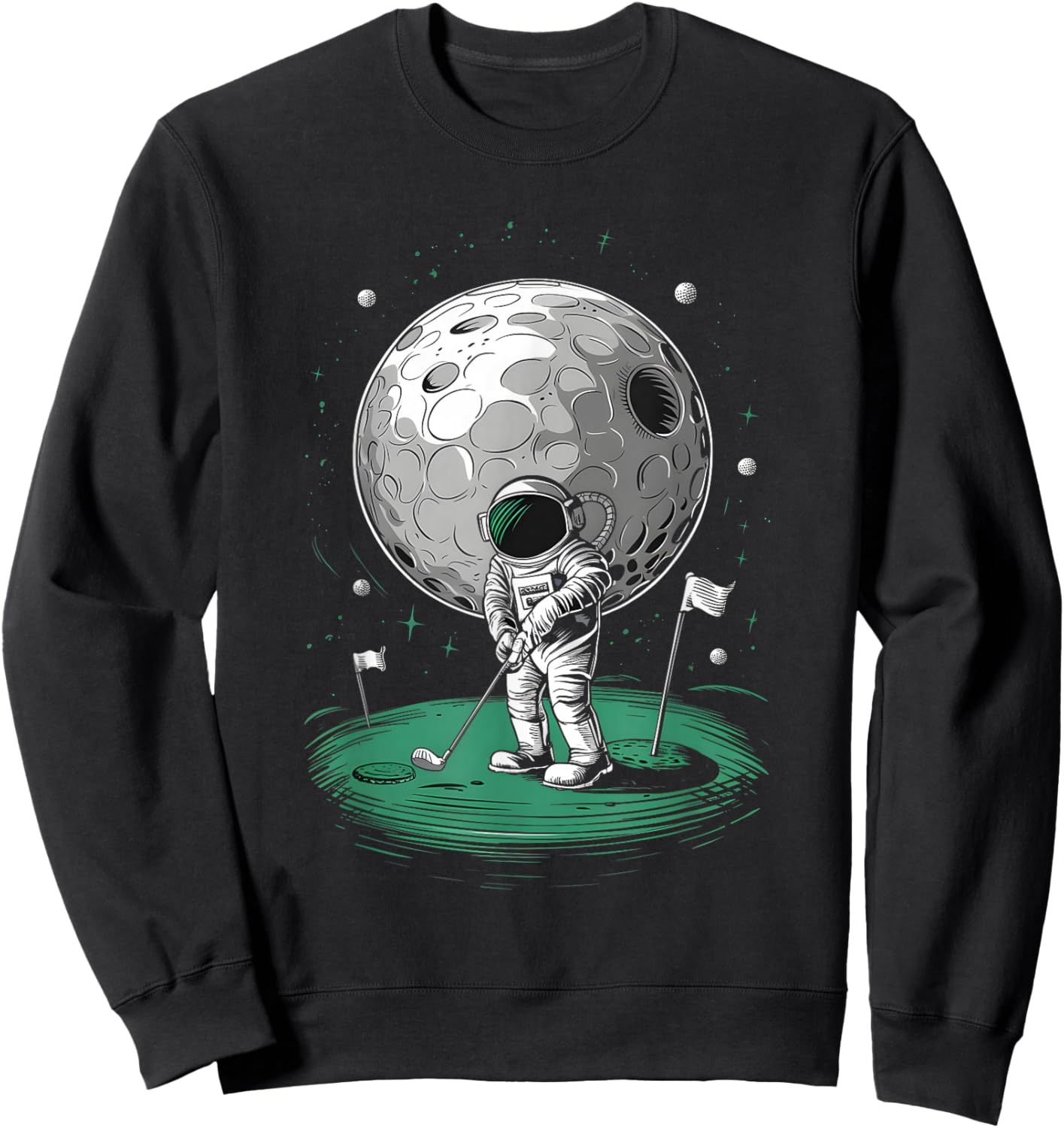 Astronaut Golfing On Moon Funny Golf Sweatshirt - Sweatshirt | Black