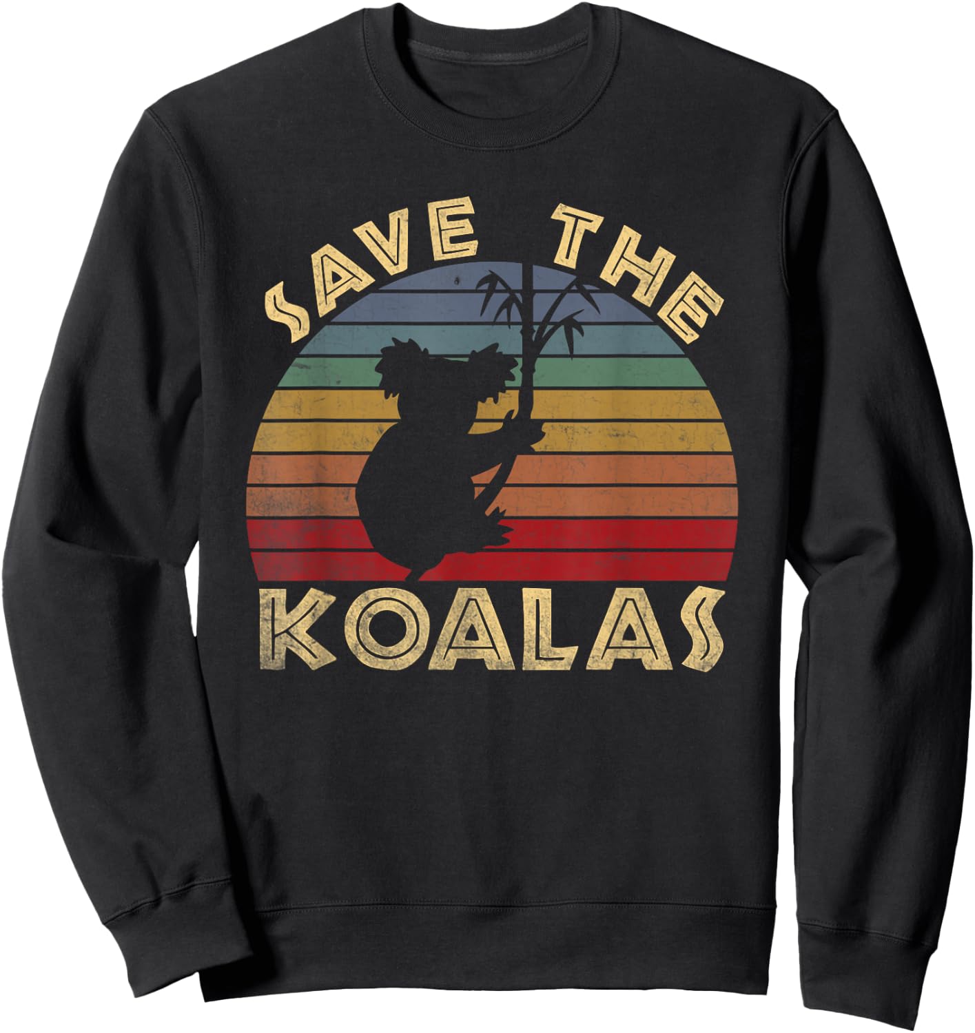 Save the Koalas Vintage Retro Sunset - Koala Lovers Gift Sweatshirt - Sweatshirt | Black