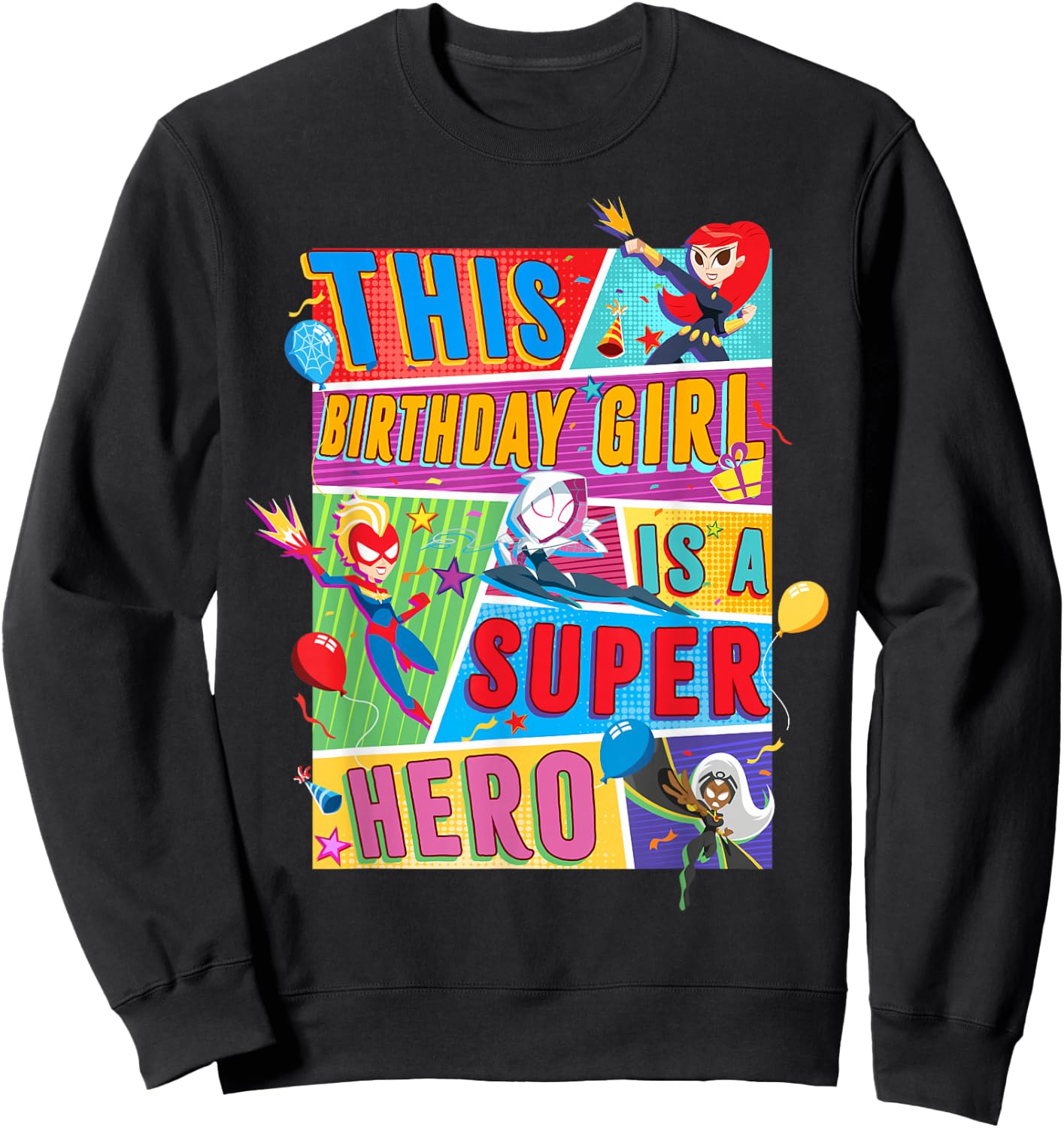 Marvel Avengers This Birthday Girl Is A Super Hero Sweatshirt - Sweatshirt | Black