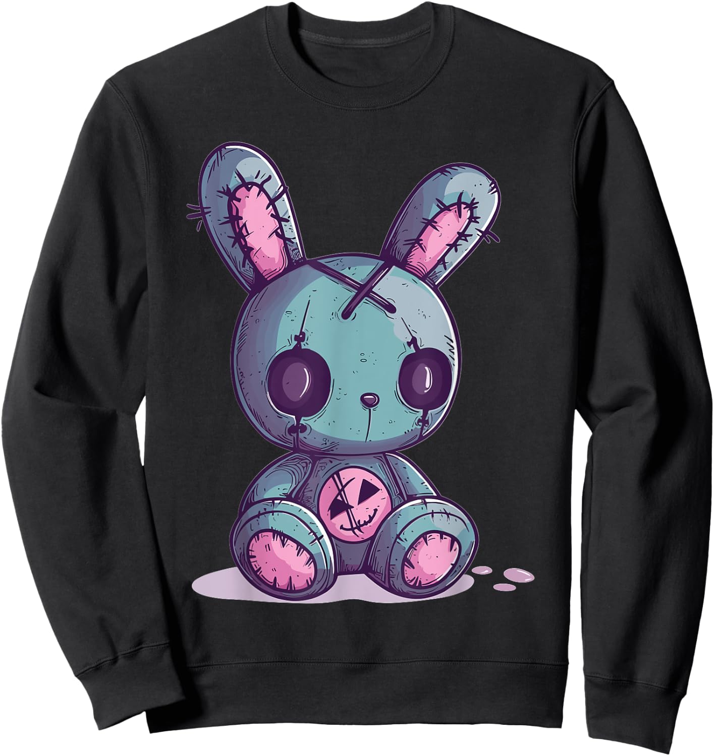 Goth Pastel Cute Creepy Kawaii Rabbit Bunny Voodoo Doll Sweatshirt - Sweatshirt | Black