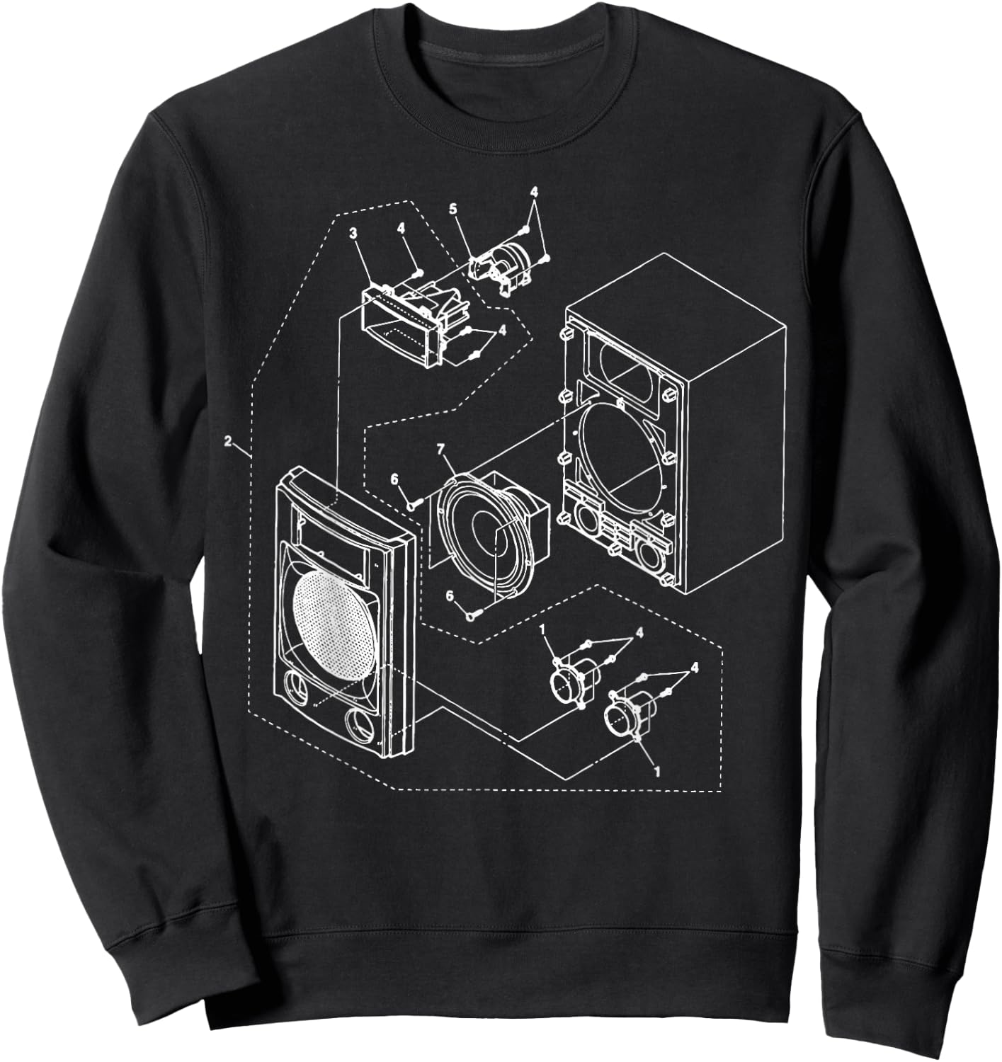Vintage Blueprint - Speaker Audio Loudspeaker Retro Chart Sweatshirt - Sweatshirt | Black