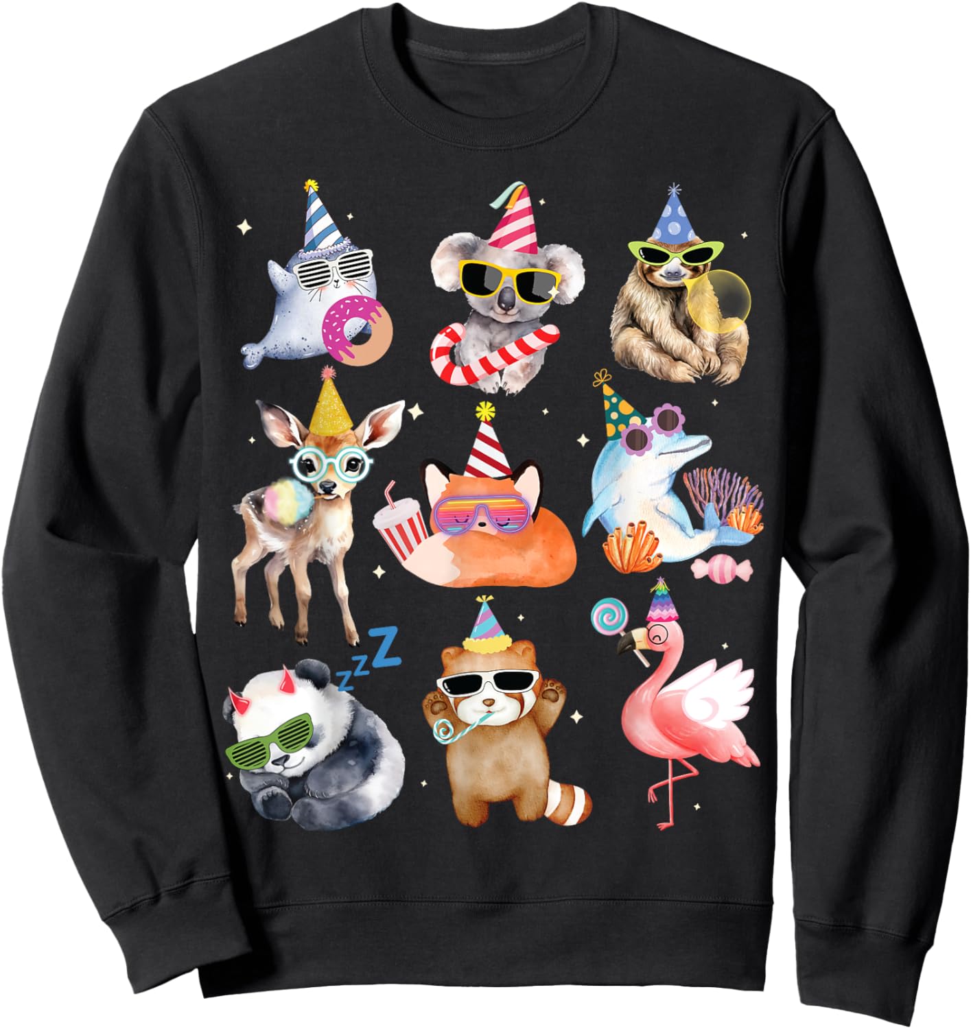 Men Women and Kids Animals Wildlife Zoo Day Birthday Parties Sweatshirt - Sweatshirt | Black
