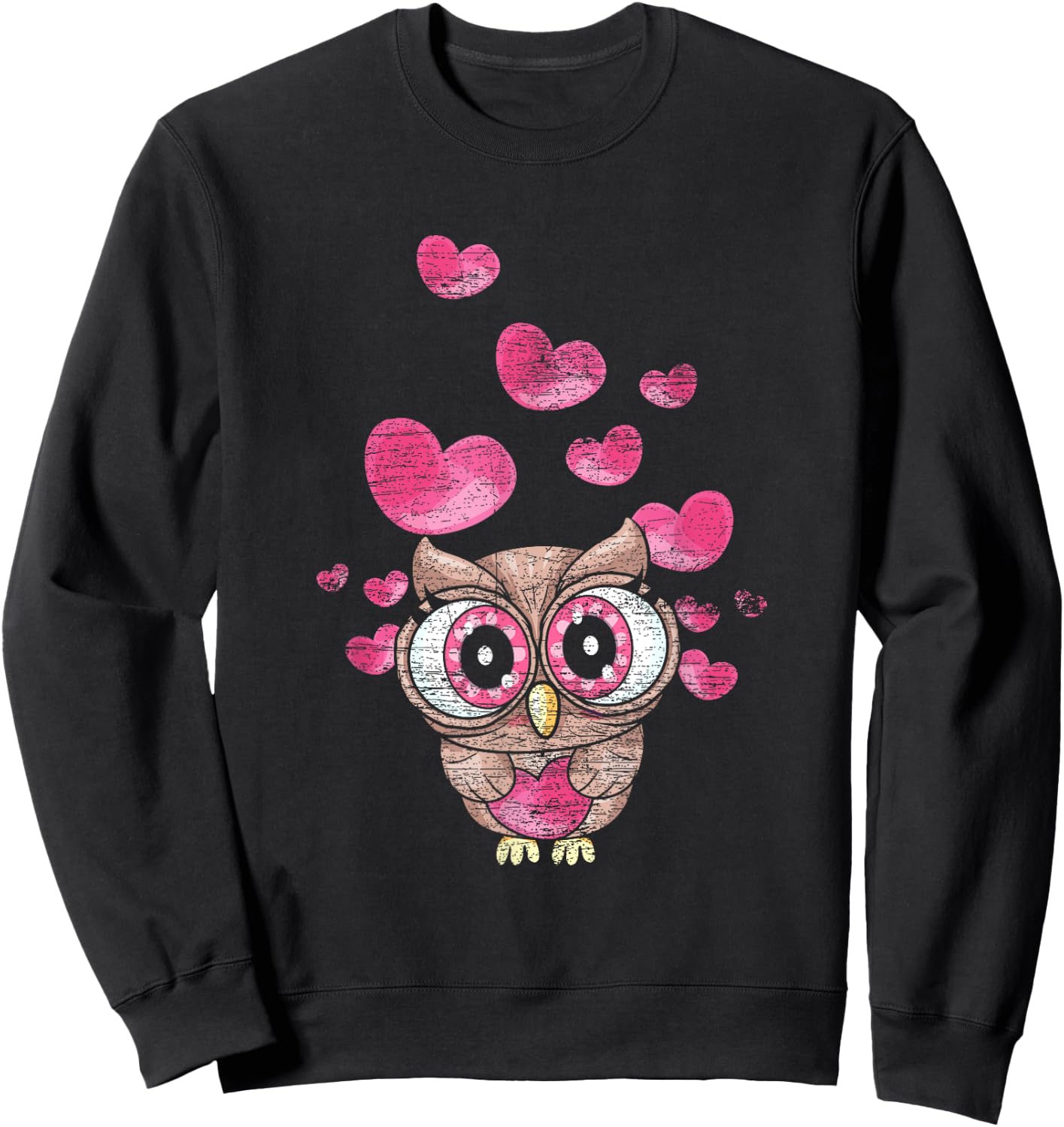 Cute Bird Women Girls Kids Owl Sweatshirt - Sweatshirt | Black