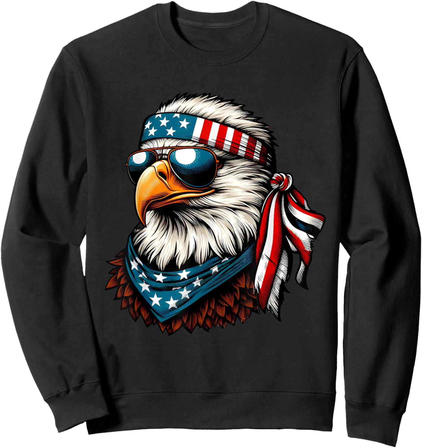 Eagle Mullet Patriotic 4th of July Patriot USA American Flag Sweatshirt - Sweatshirt | Black