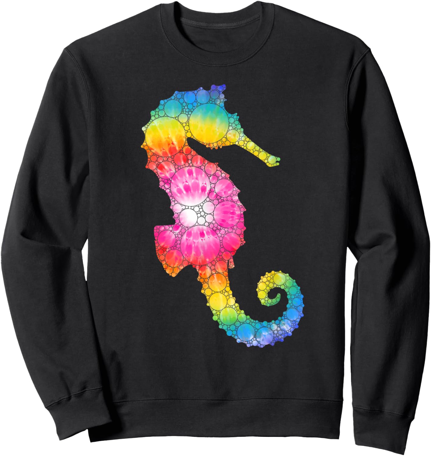 Colorful Polka Dot Tie Dye Seahorse International Dot Day Sweatshirt - Sweatshirt | Black