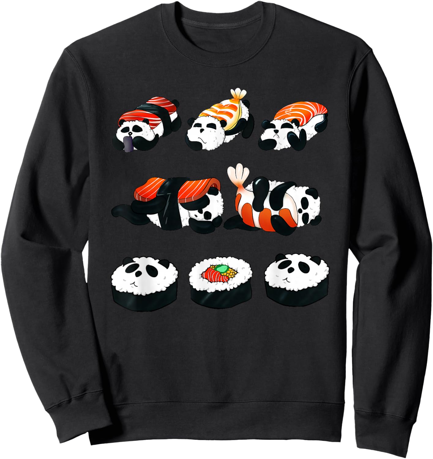 Panda Sushi Hug Animal Maki Lover Funny Cute Food Gift Sweatshirt - Sweatshirt | Black