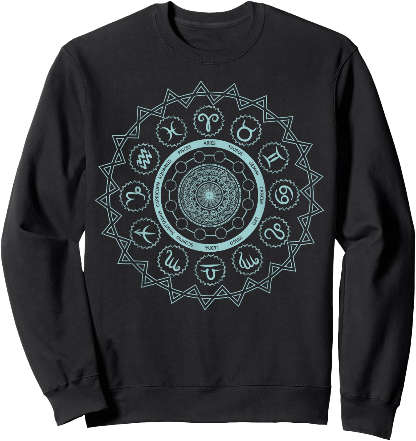 12 Horoscope Sign Zodiac Astrology Zen Spiritual Mandala Sweatshirt - Sweatshirt | Black