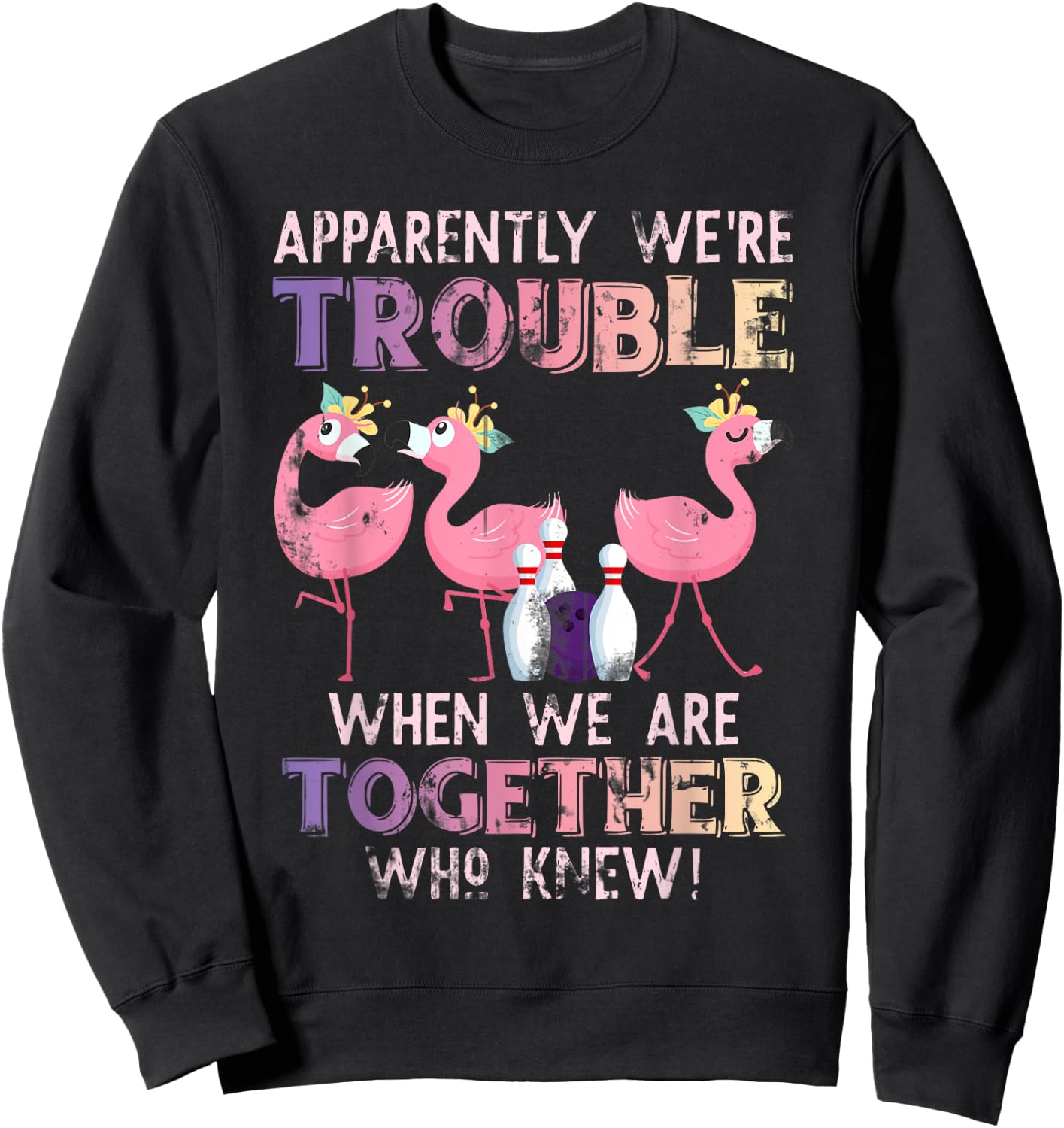 Funny Bowling Flamingo Sweatshirt - Sweatshirt | Black