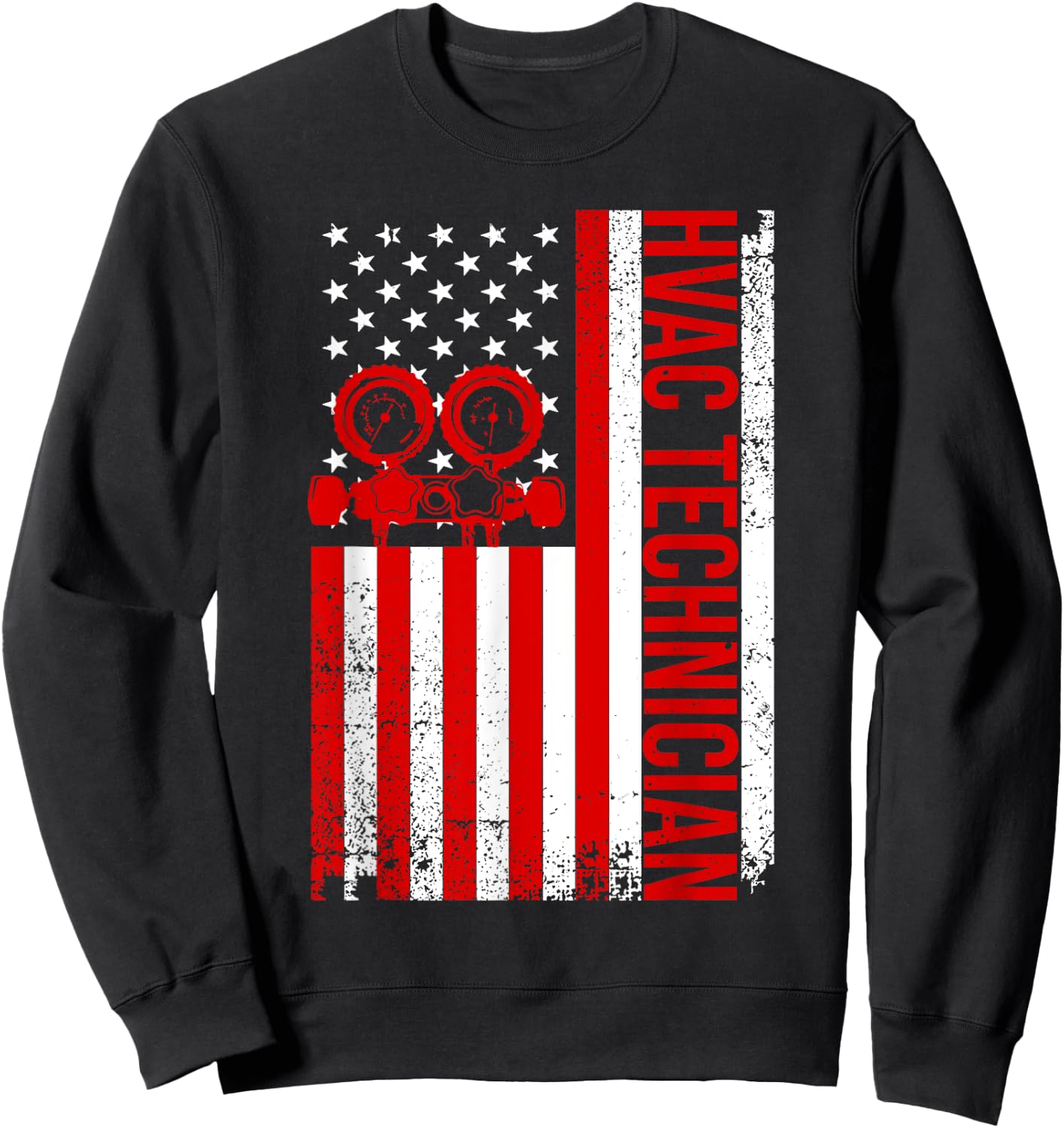 US HVAC Technician Gift USA Repairman Men Fourth Of July Sweatshirt - Sweatshirt | Black