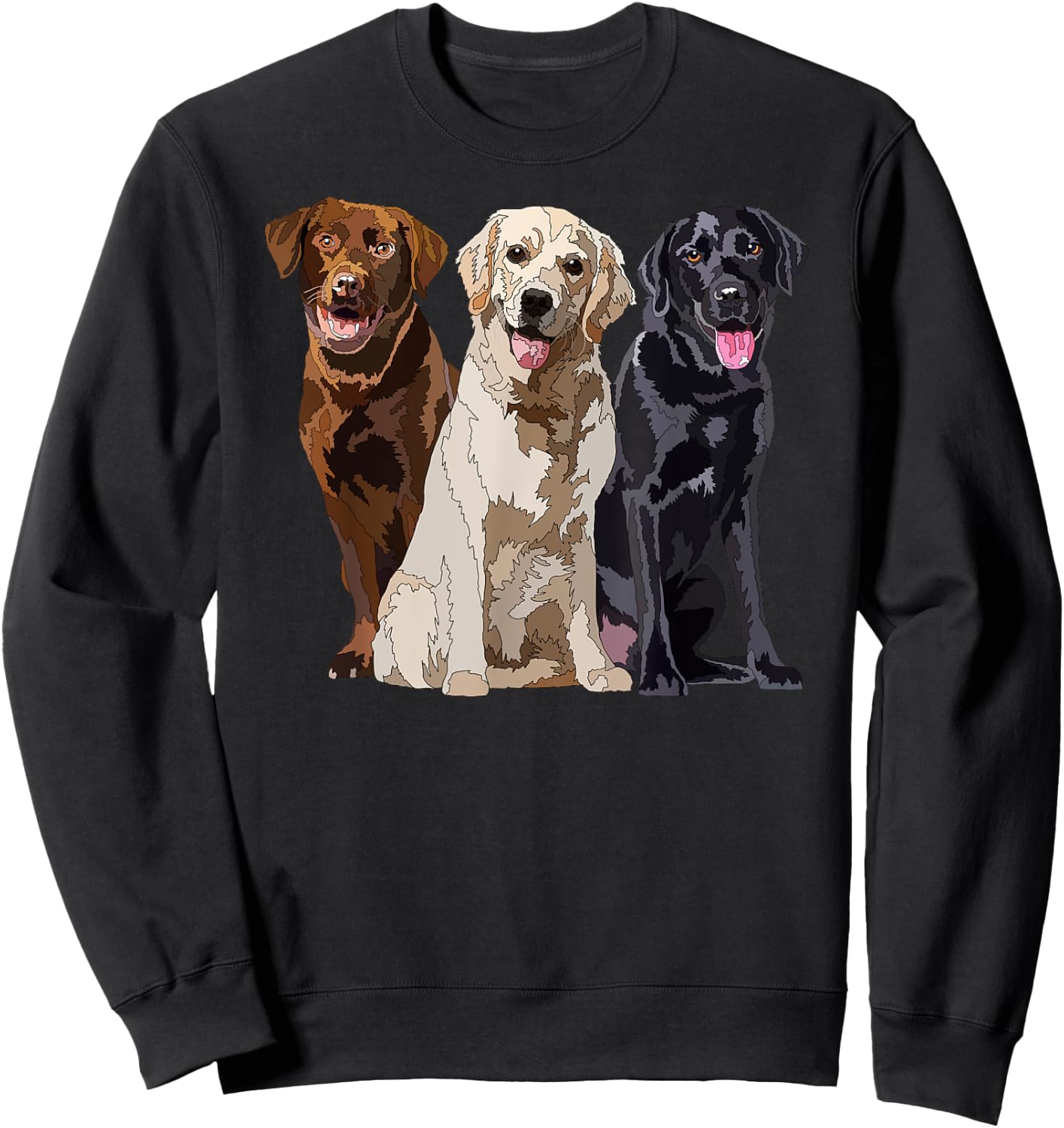 Happy Labrador Retriever Golden Black Brown Chocolate Lab Sweatshirt - Sweatshirt | Black