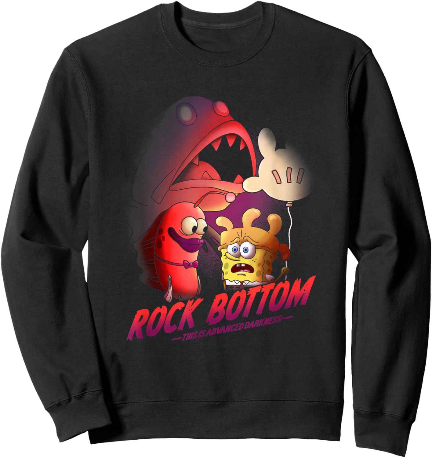 SpongeBob SquarePants Rock Bottom This Is Advanced Darkness Sweatshirt - Sweatshirt | Black
