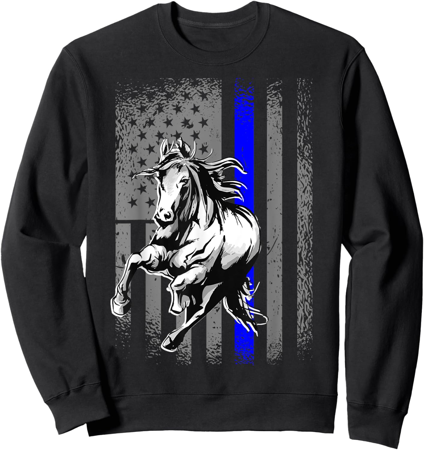 Mounted Patrol Police Horse American Flag Sweatshirt - Sweatshirt | Black