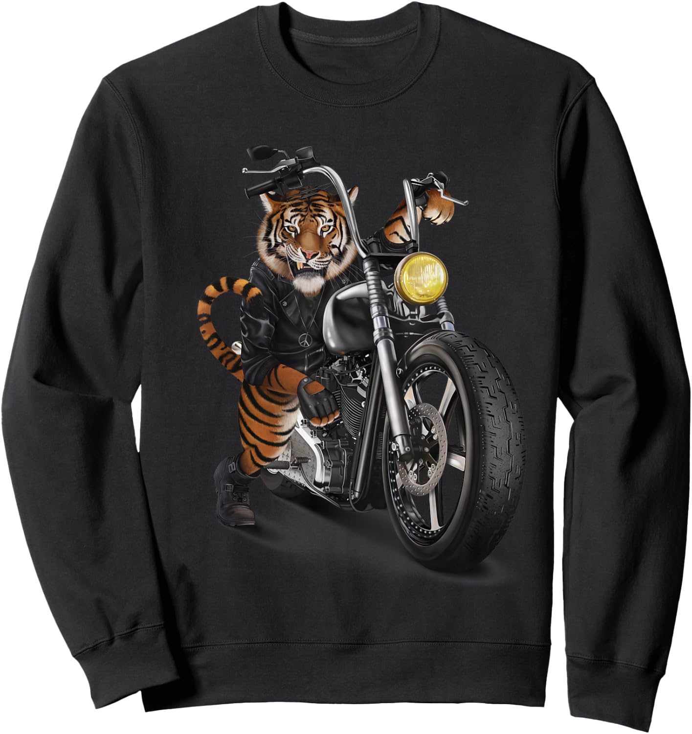 Fox Republic Design -Adults & Kids Tiger Print - Black, Small Sweatshirt - Sweatshirt | Black