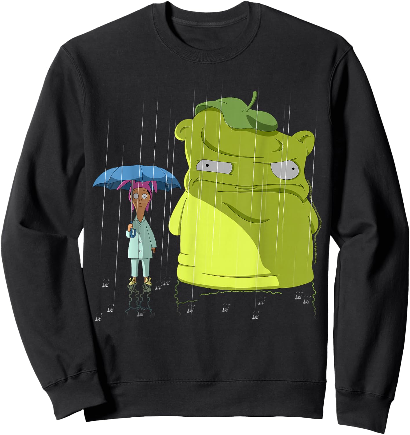 Bob's Burgers Louise & Kuchi Kopi Rain Portrait Sweatshirt - Sweatshirt | Black