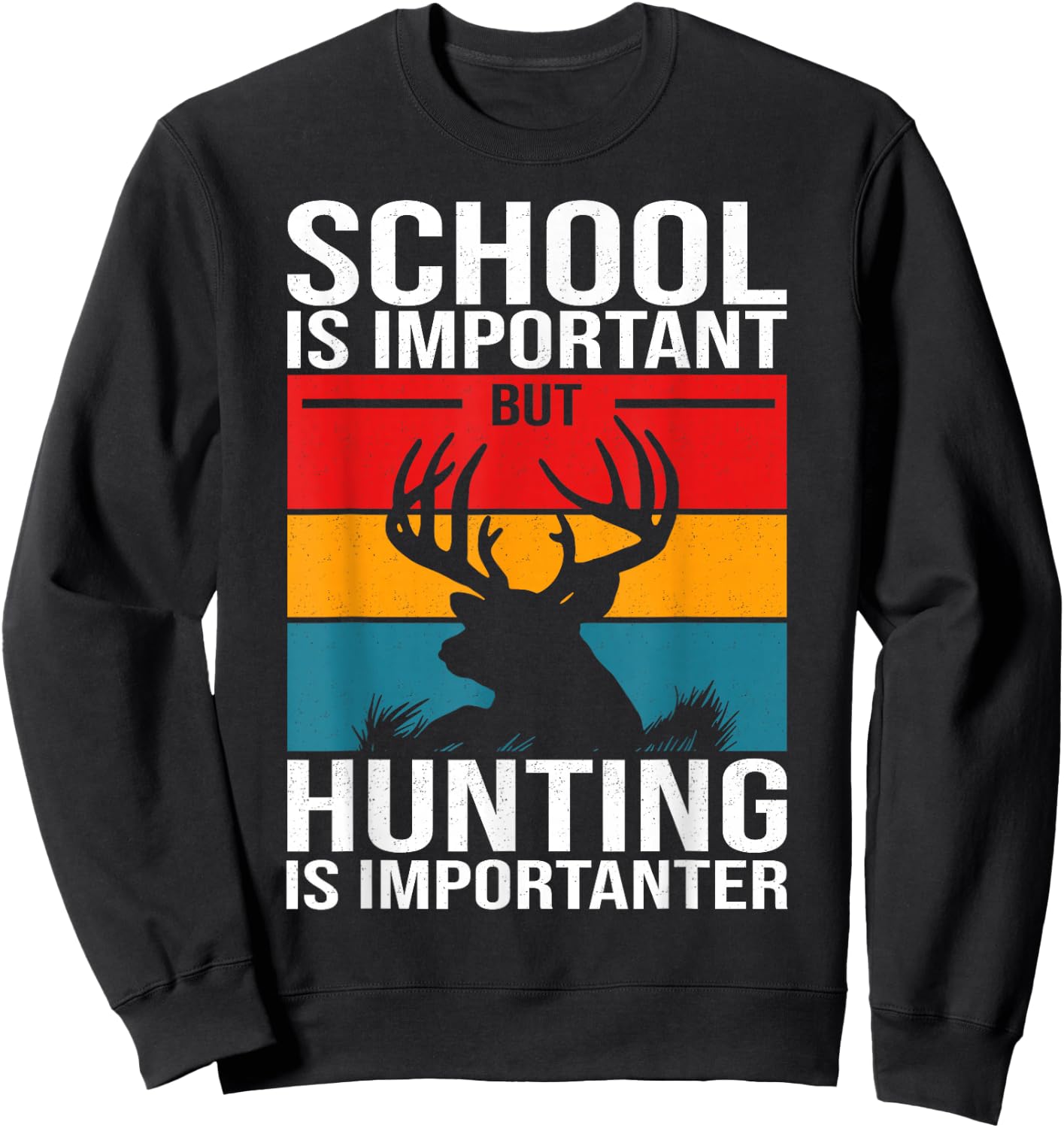 Funny Hunting Art Boys Kids Hunter Deer Clothes Sweatshirt - Sweatshirt | Black