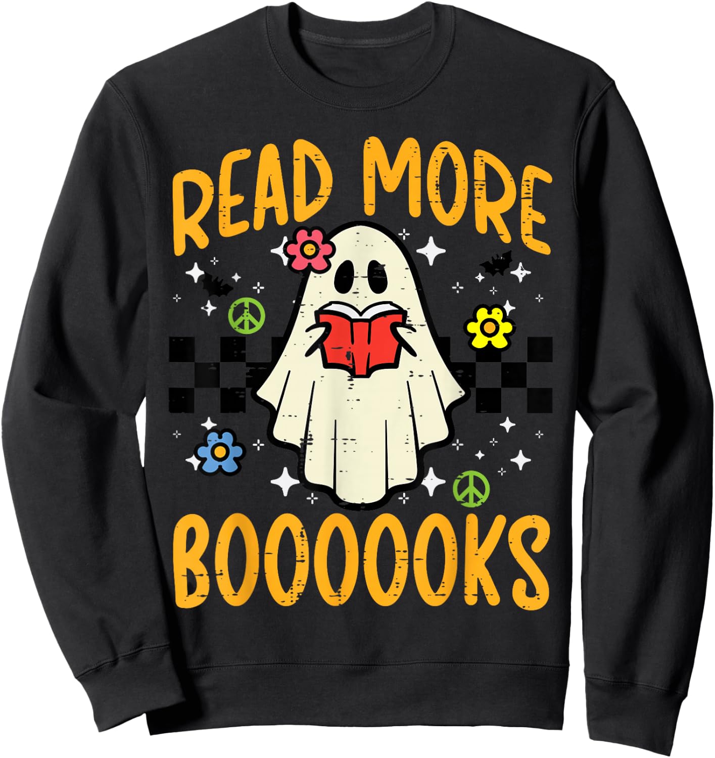 Halloween Read More Books Retro Costume Teacher Women Girls Sweatshirt - Sweatshirt | Black