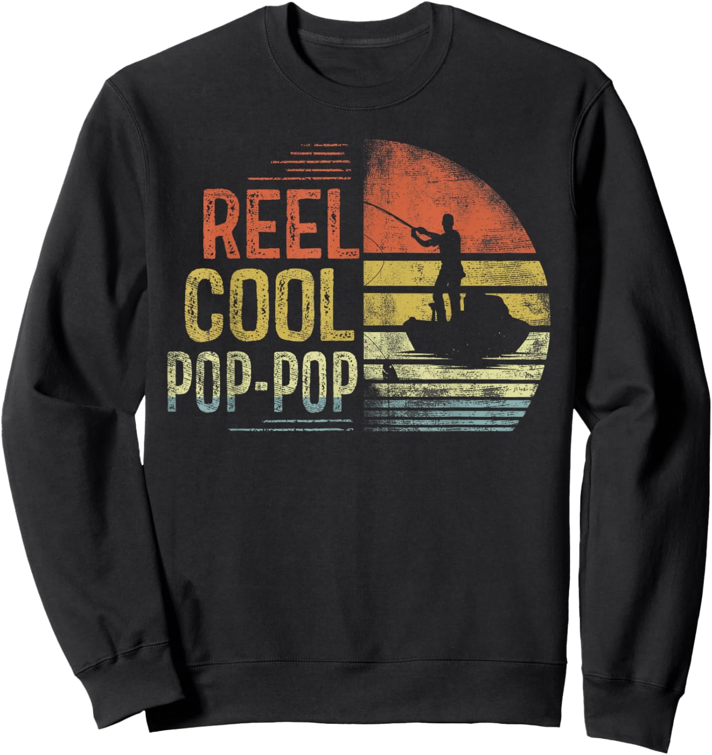 Reel Cool Pop-Pop Fishing Gifts Pop-Pop Birthday Vintage Sweatshirt - Sweatshirt | Black