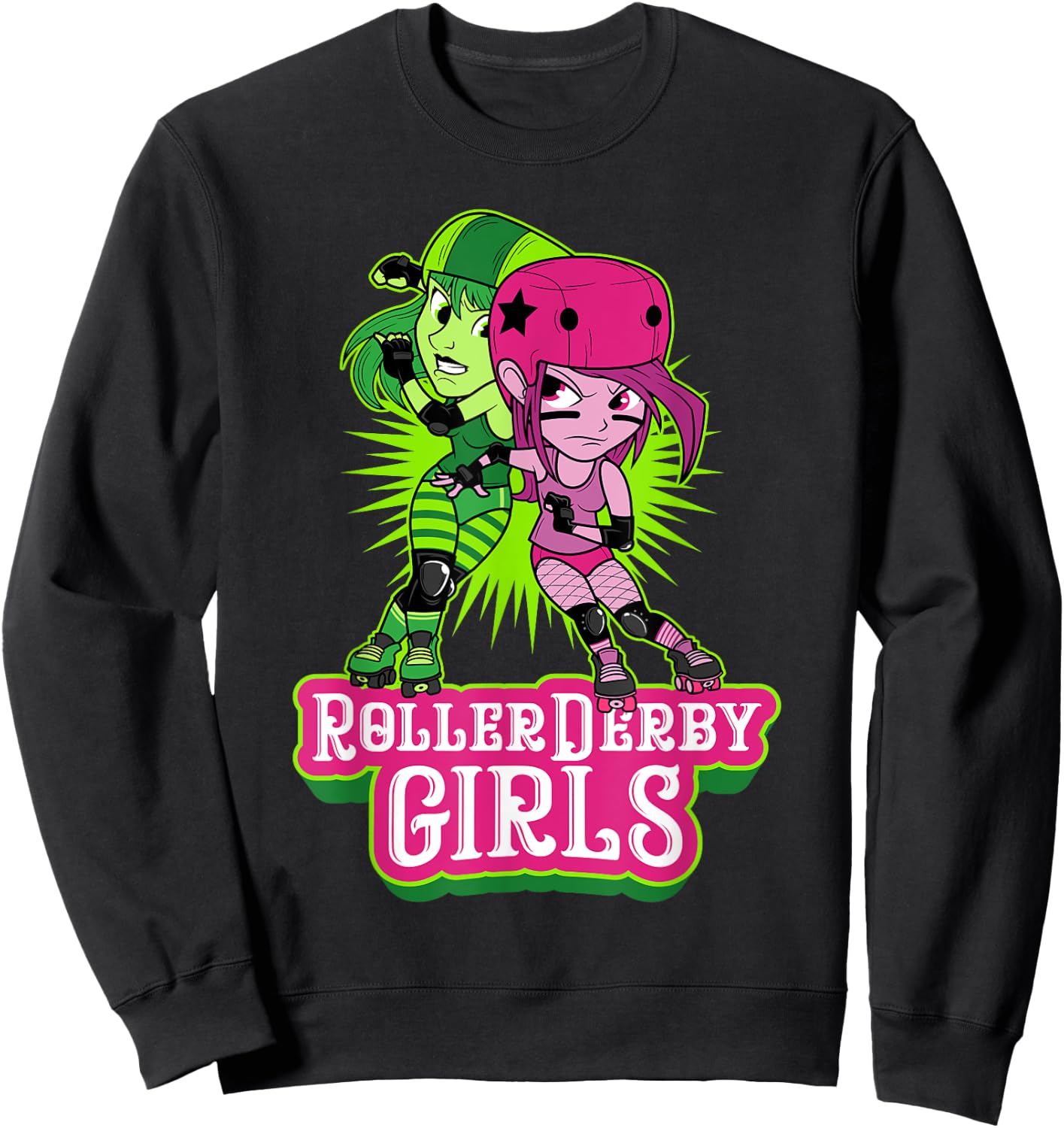 Roller Derby Girls Funny Jammer Skates Player Sweatshirt - Sweatshirt | Black